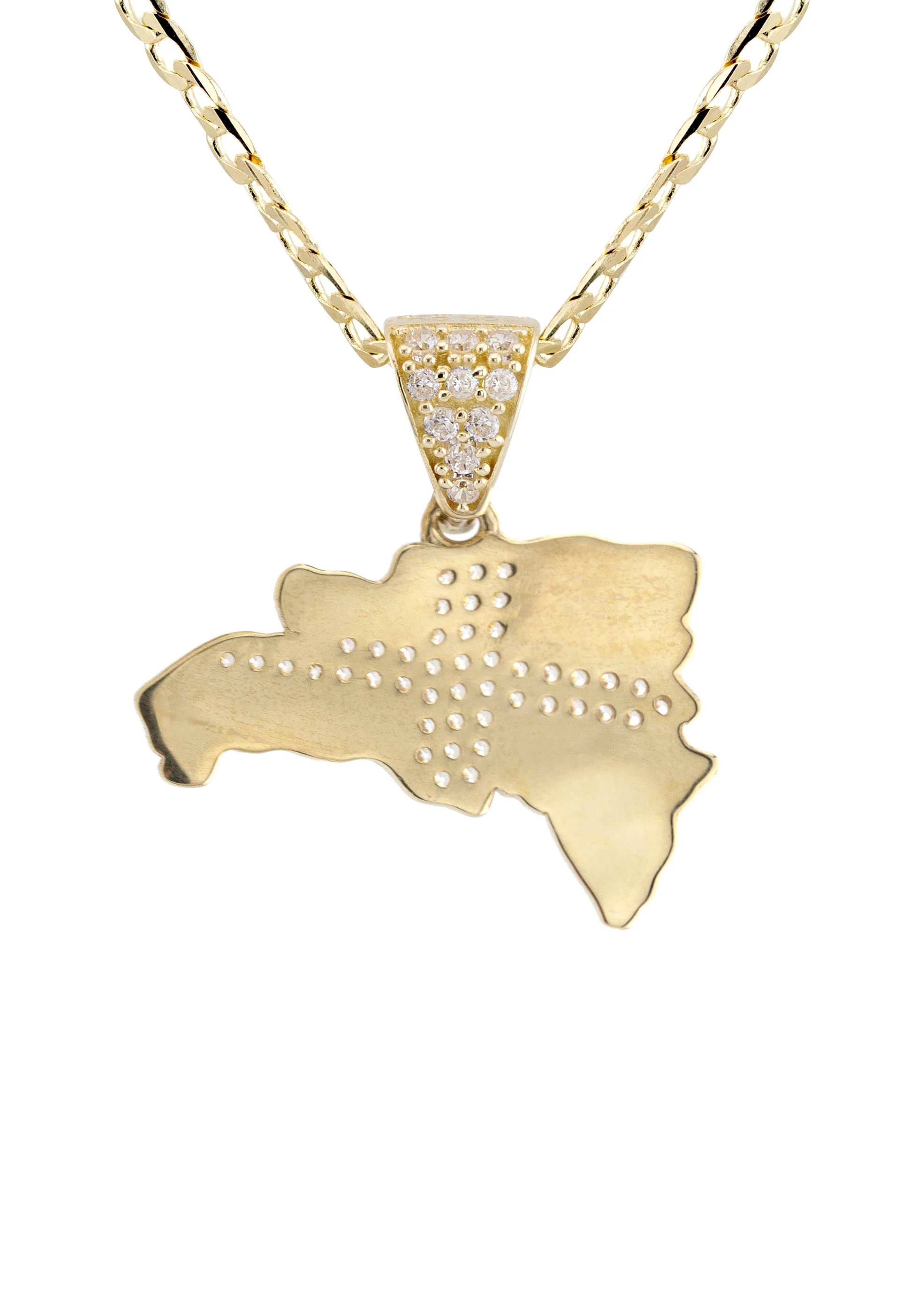 10K Yellow Gold Flag of the Dominican Republic Necklace | Appx. 1.8 - 5.8 Grams - Image 3