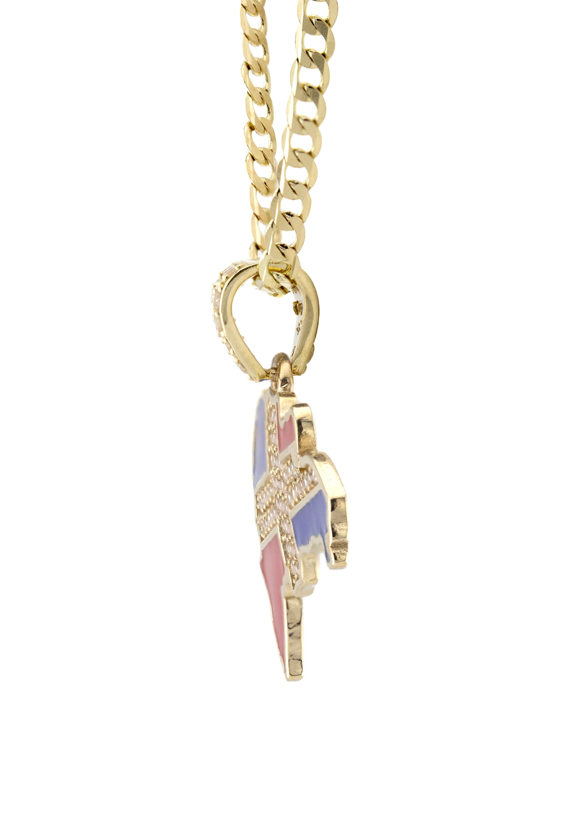 10K Yellow Gold Flag of the Dominican Republic Necklace | Appx. 1.8 - 5.8 Grams - Image 4