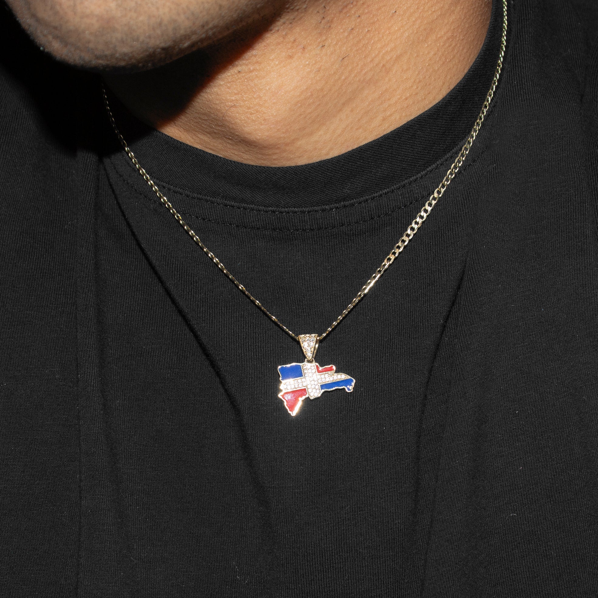 10K Yellow Gold Flag of the Dominican Republic Necklace | Appx. 1.8 - 5.8 Grams - Image 6