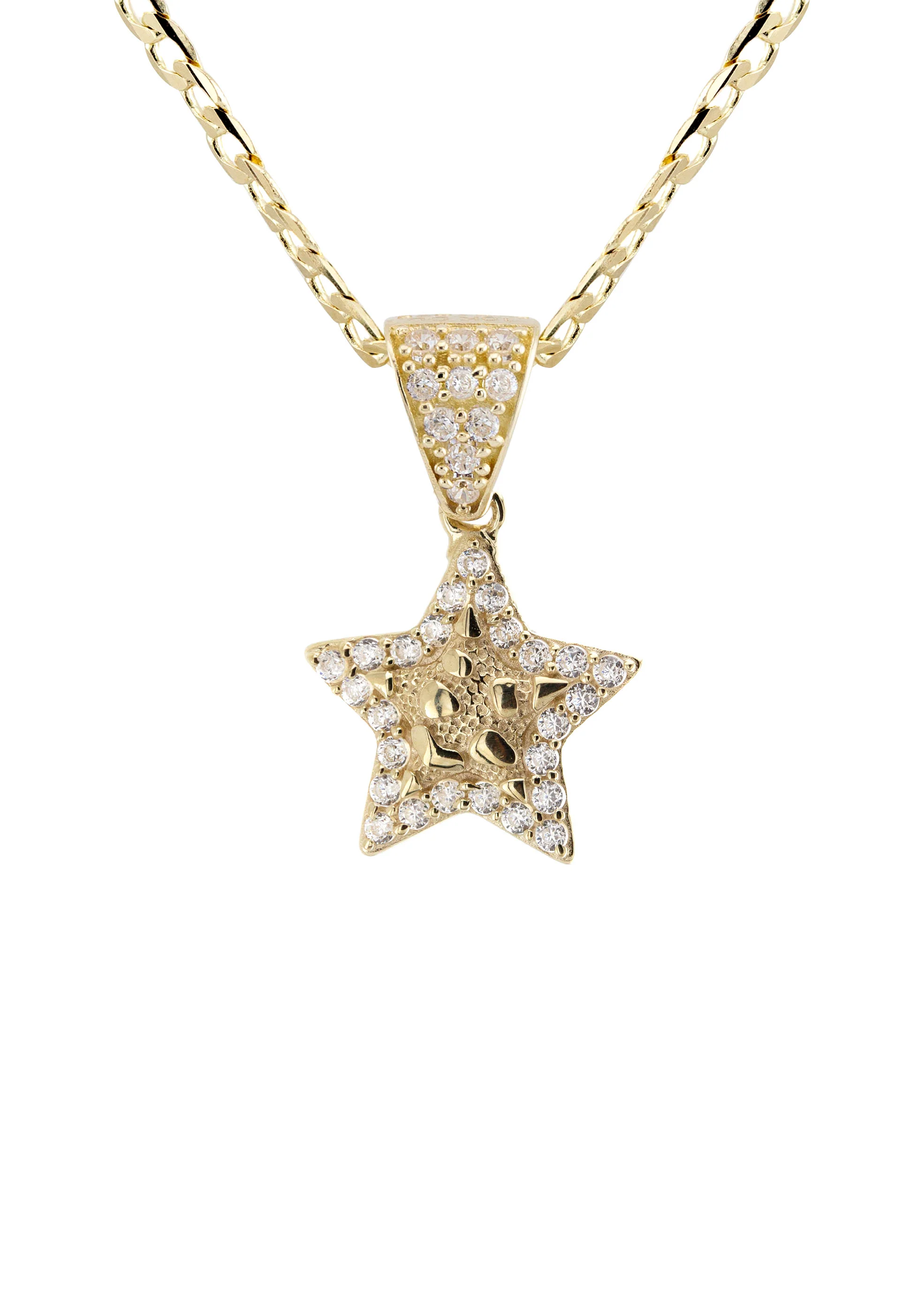 10K Yellow Gold Star Nugget Necklace | Appx. 1 - 5 Grams - Image 2