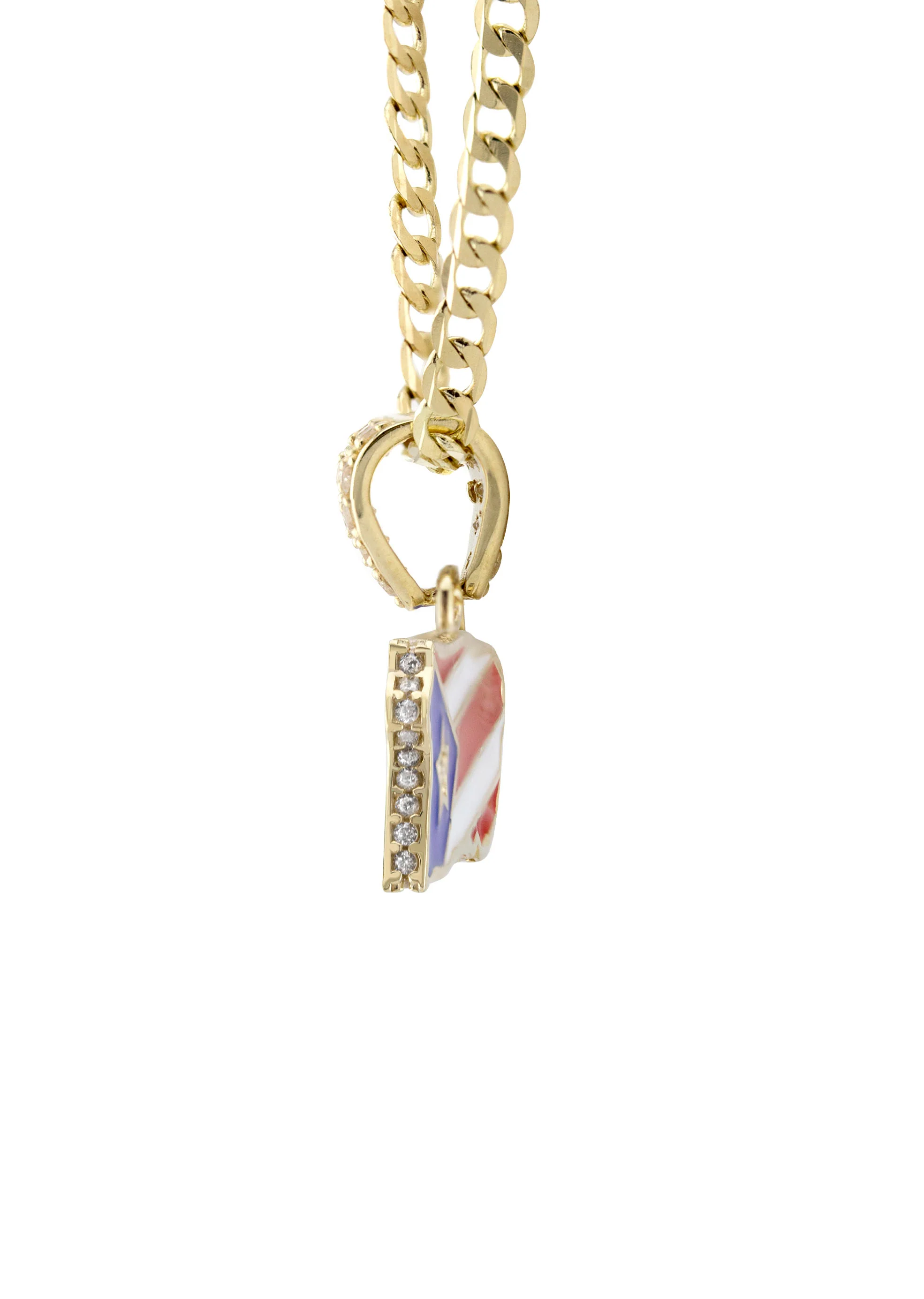 10K Yellow Gold Puerto Rico Flag Necklace | Appx. 2.3 - 6.3 Grams - Image 4