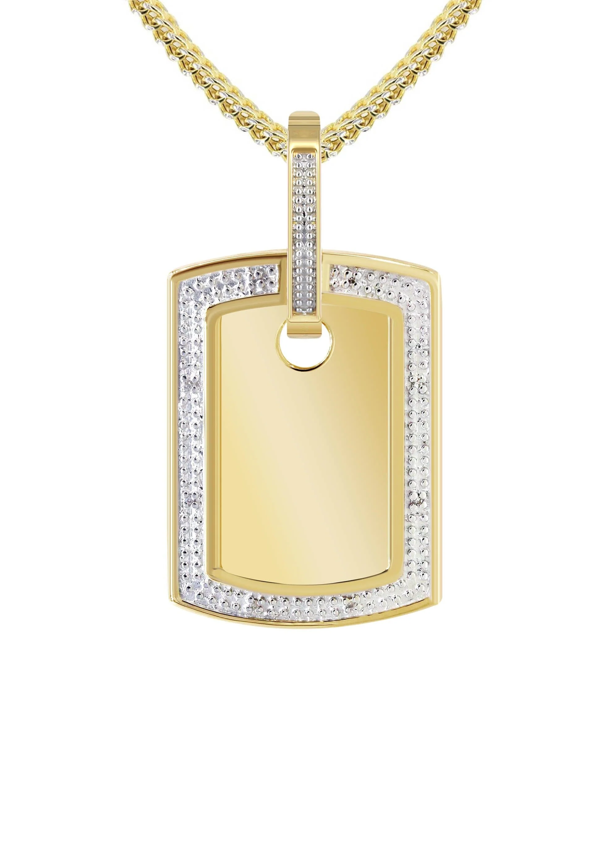 10K Yellow Gold Diamond Dog Tag Picture Pendant Necklace | Appx. 19 Grams - Image 2