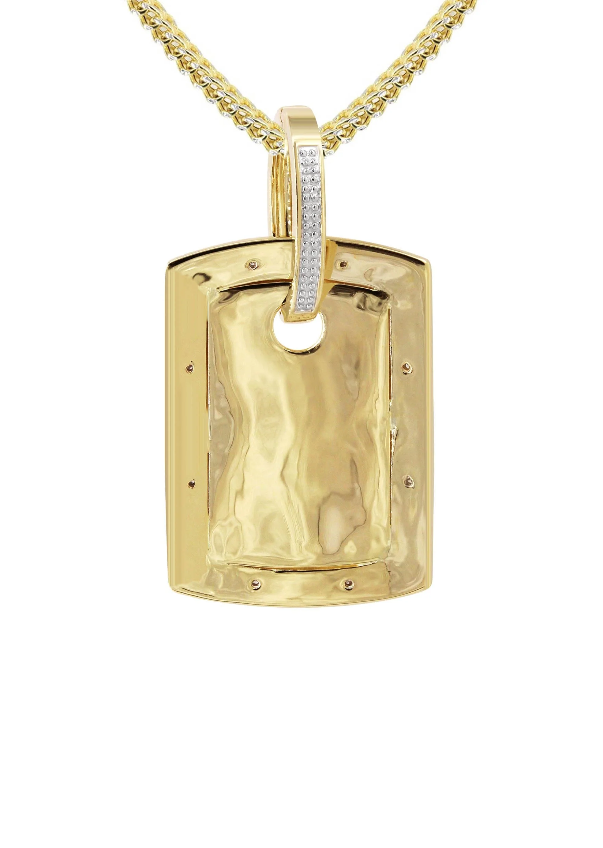10K Yellow Gold Diamond Dog Tag Picture Pendant Necklace | Appx. 19 Grams - Image 3