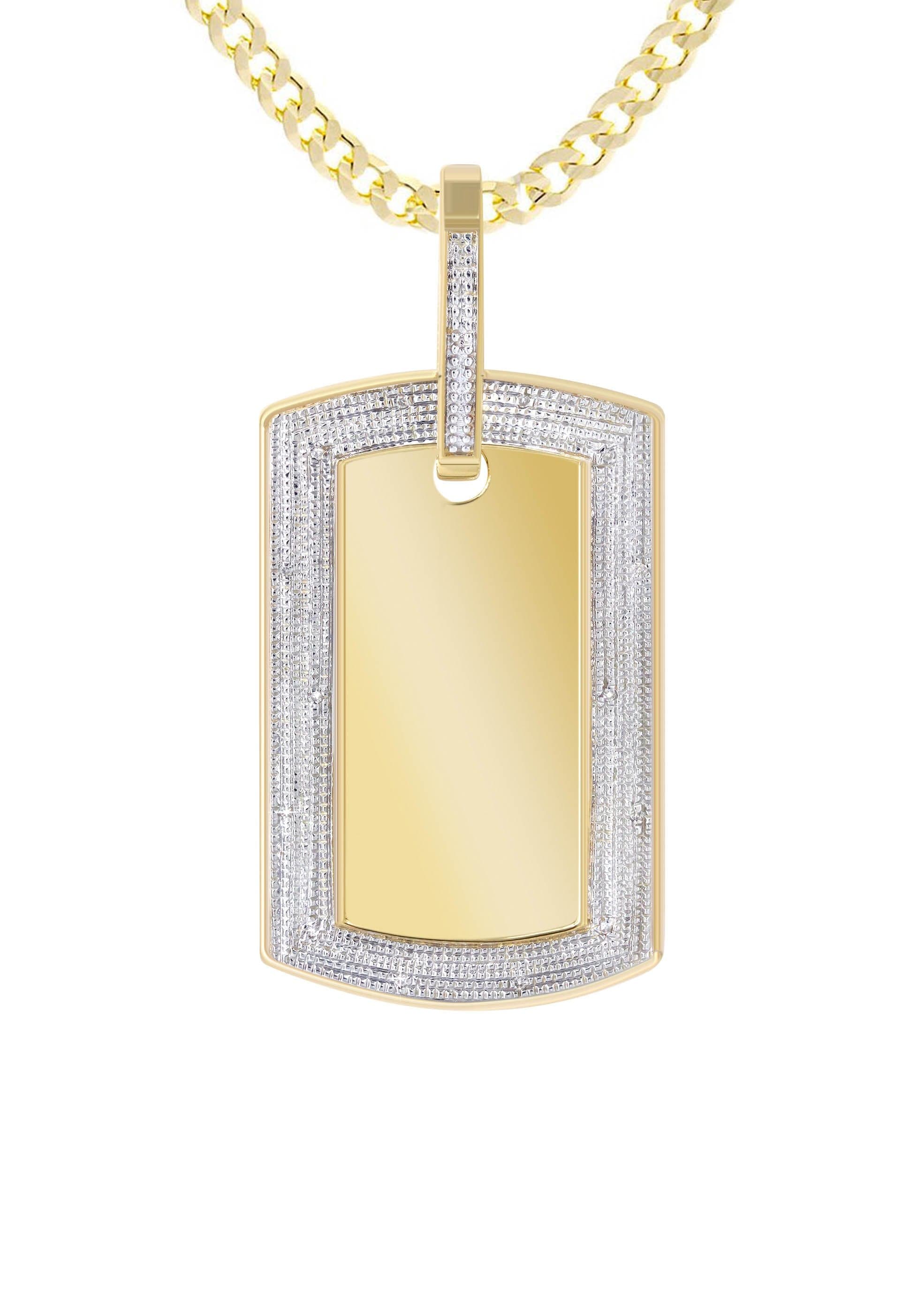 10K Yellow Gold Diamond Dog Tag Picture Pendant Necklace | Appx. 24 Grams - Image 2