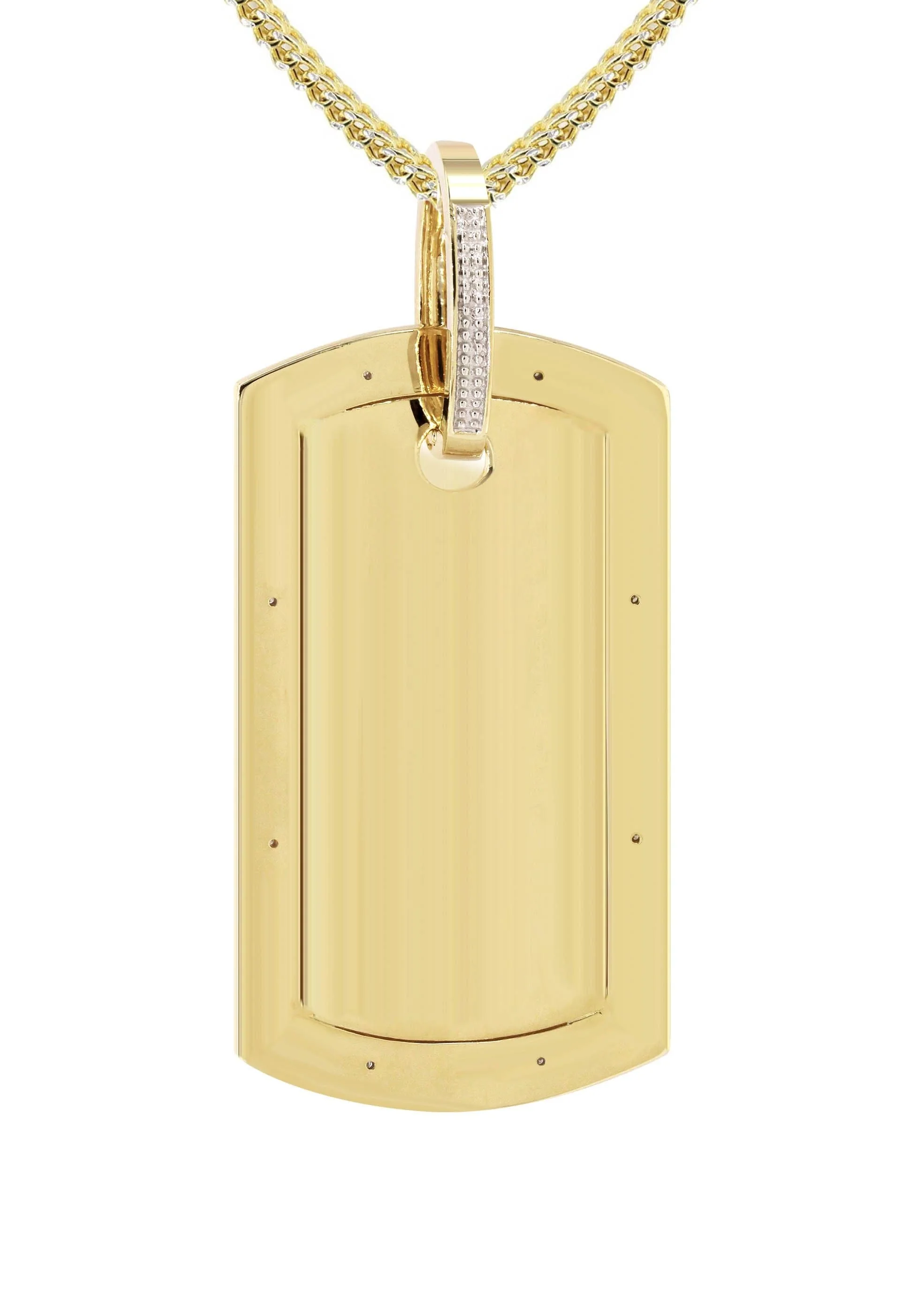 10K Yellow Gold Diamond Dog Tag Picture Pendant Necklace | Appx. 27 Grams - Image 3