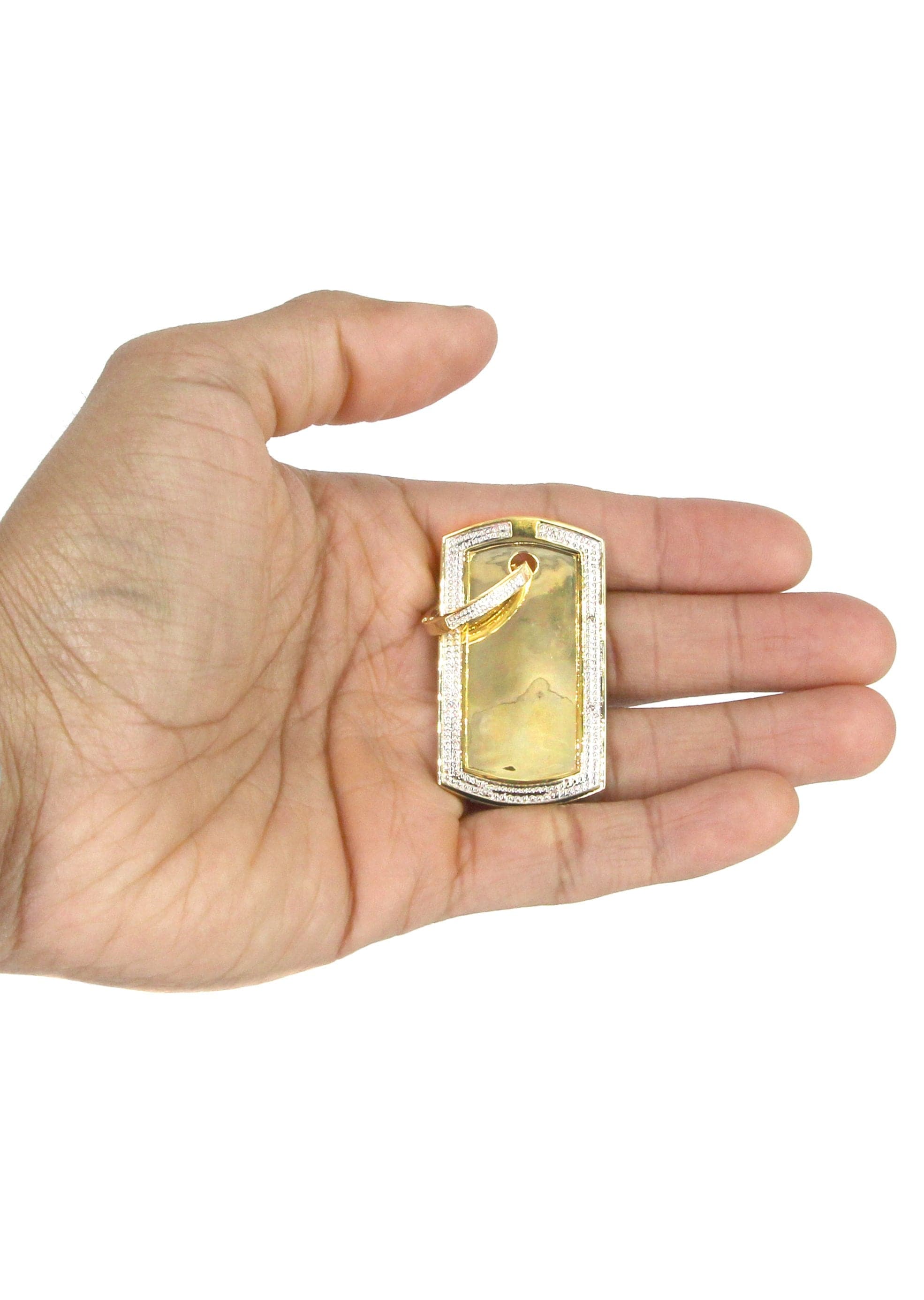 10K Yellow Gold Diamond Dog Tag Picture Pendant Necklace | Appx. 27 Grams - Image 5