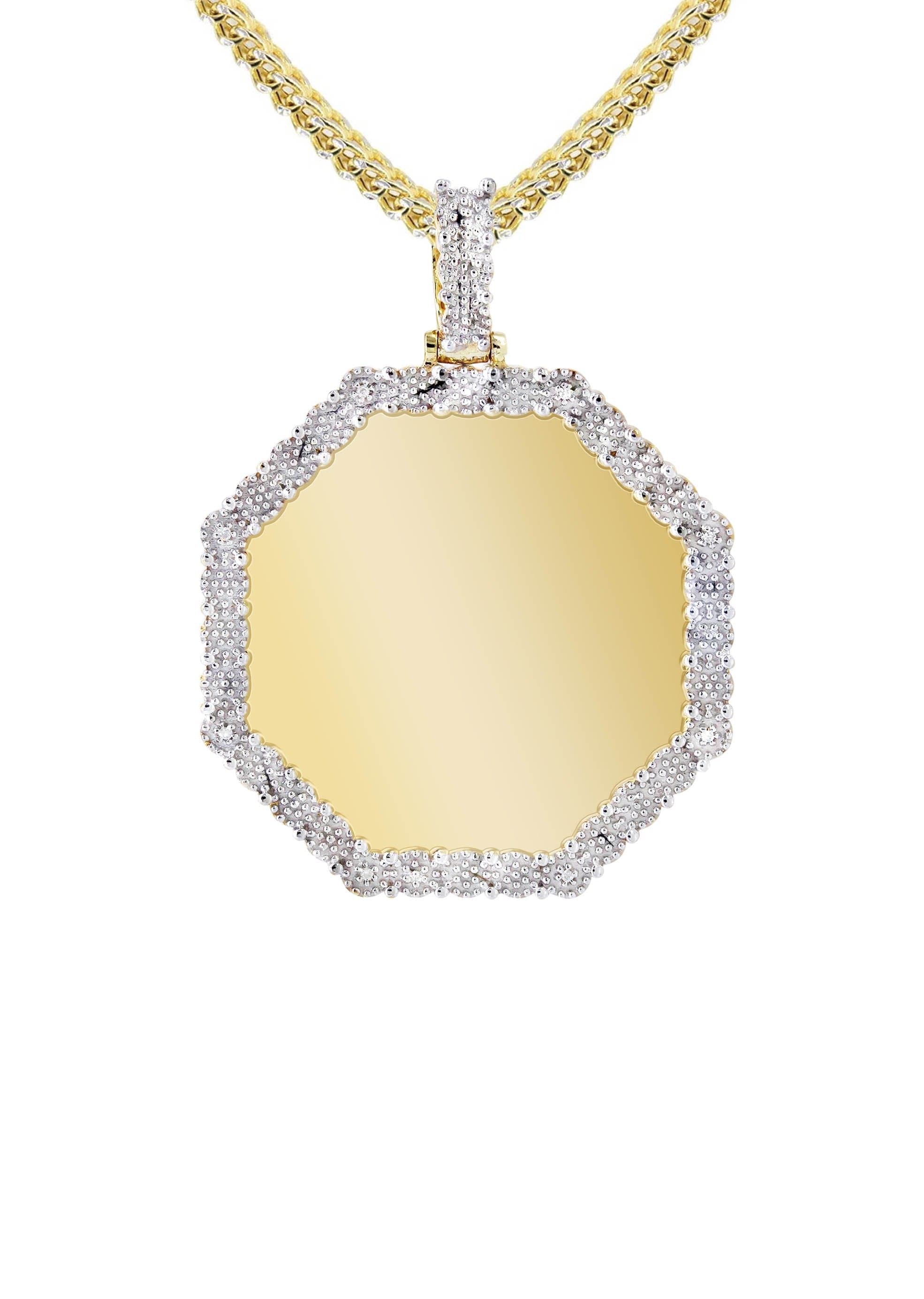 10K Yellow Gold Diamond Octagon Picture Pendant Necklace | Appx. 17 Grams - Image 2