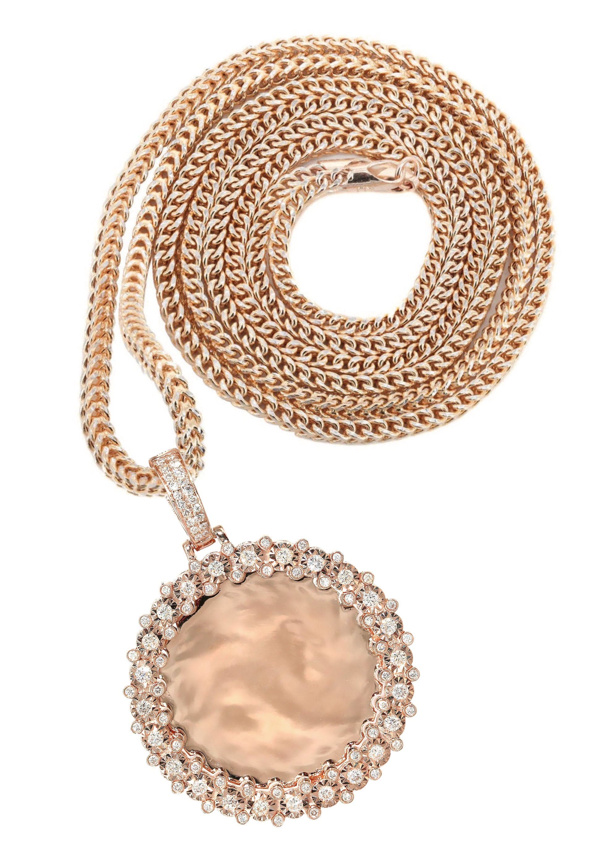 14K Rose Gold Diamond Round Picture Pendant Necklace | 0.63 Carats | Appx. 16 Grams