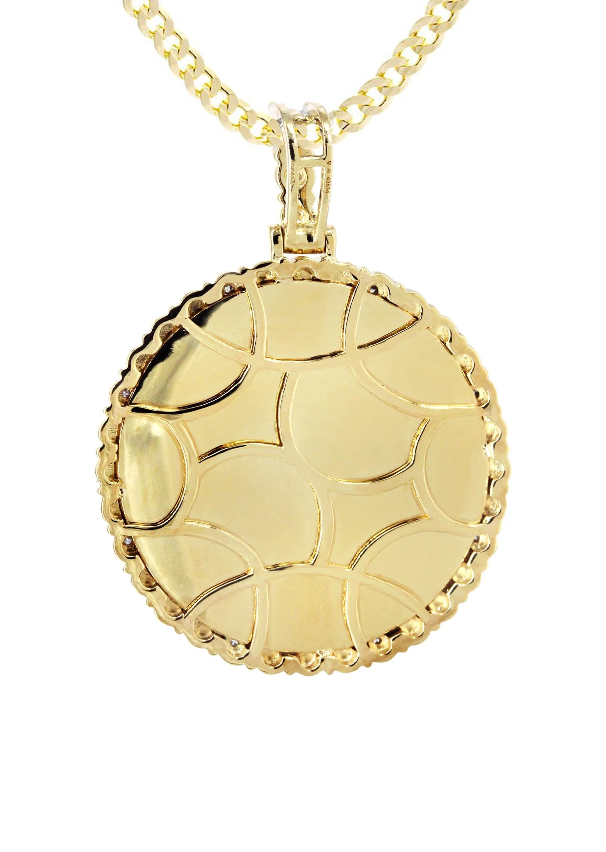 10K Yellow Gold Diamond Round Picture Pendant Necklace | Appx. 16 Grams - Image 3