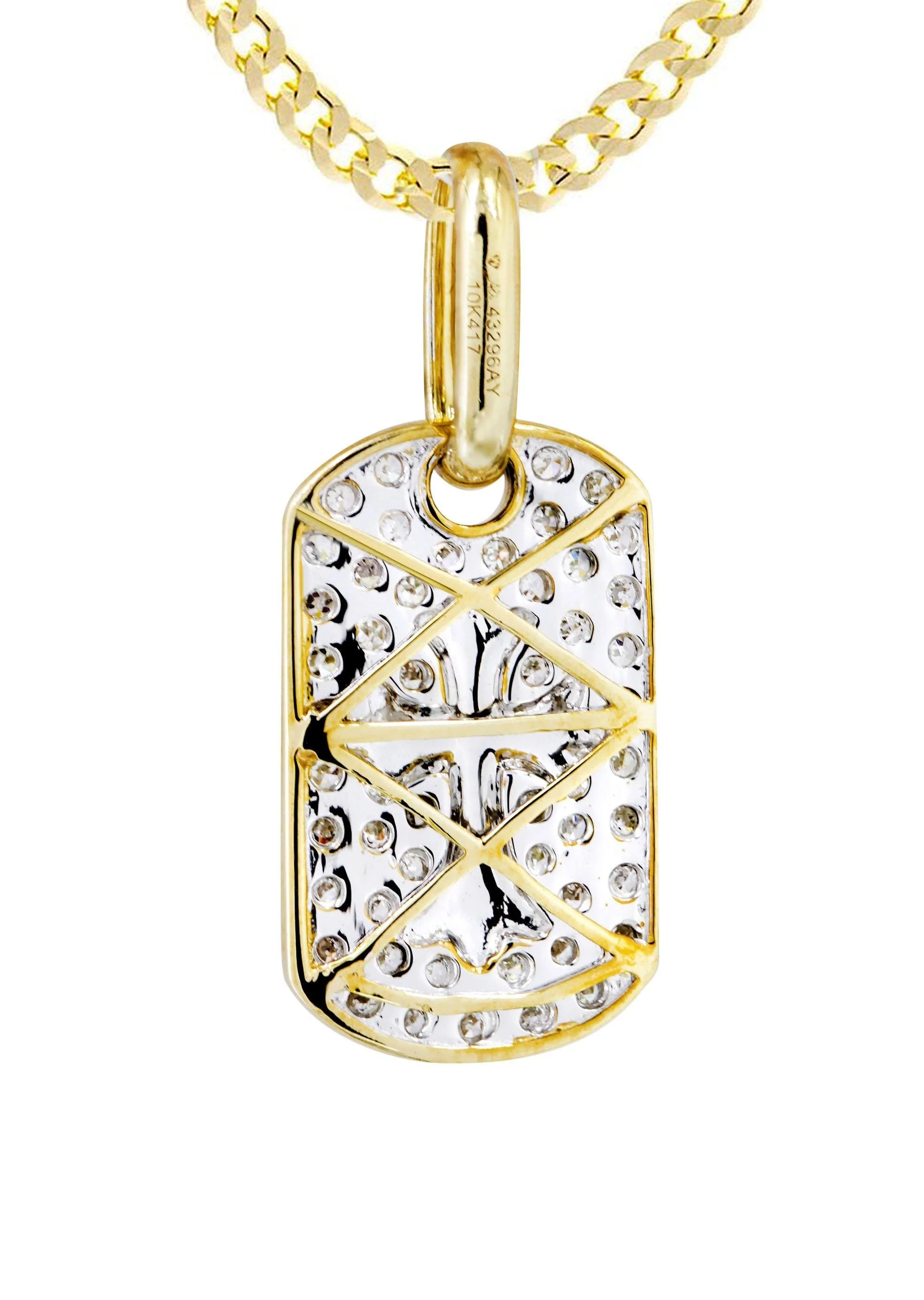 10K Yellow Gold Dog Tag Diamond Necklace | 0.47 Carats - Image 3