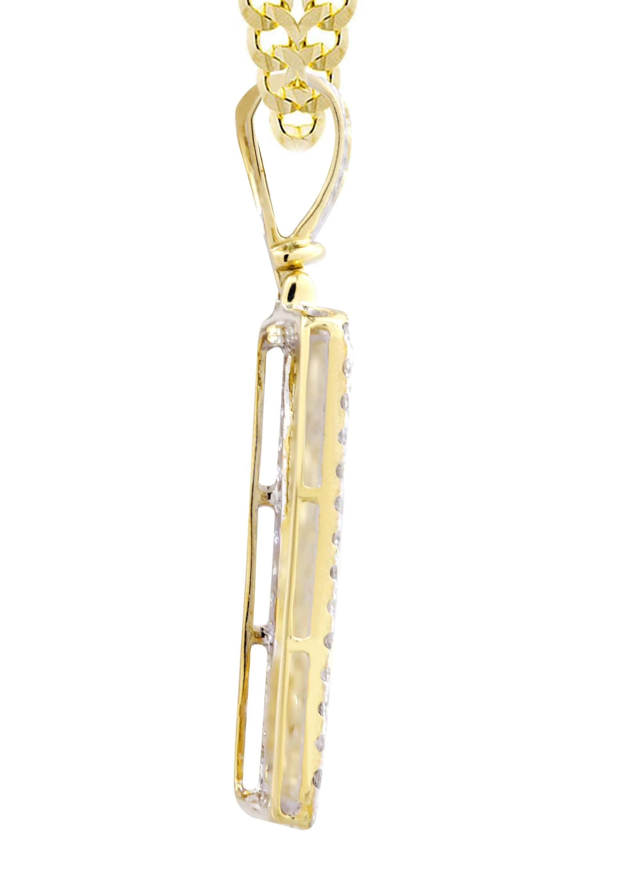 10K Yellow Gold Nugget Dog Tag Diamond Necklace | 0.84 Carats - Image 4
