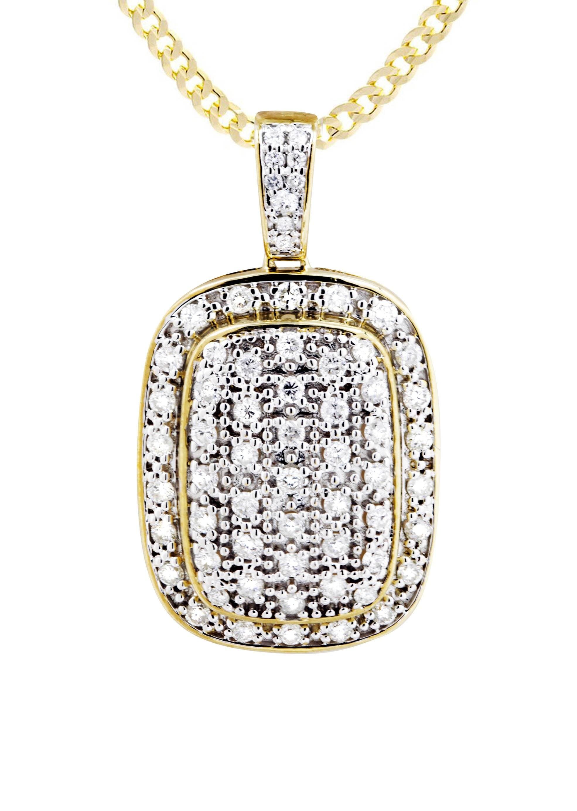 10K Yellow Gold Dog Tag Diamond Necklace | 1.94 Carats - Image 2