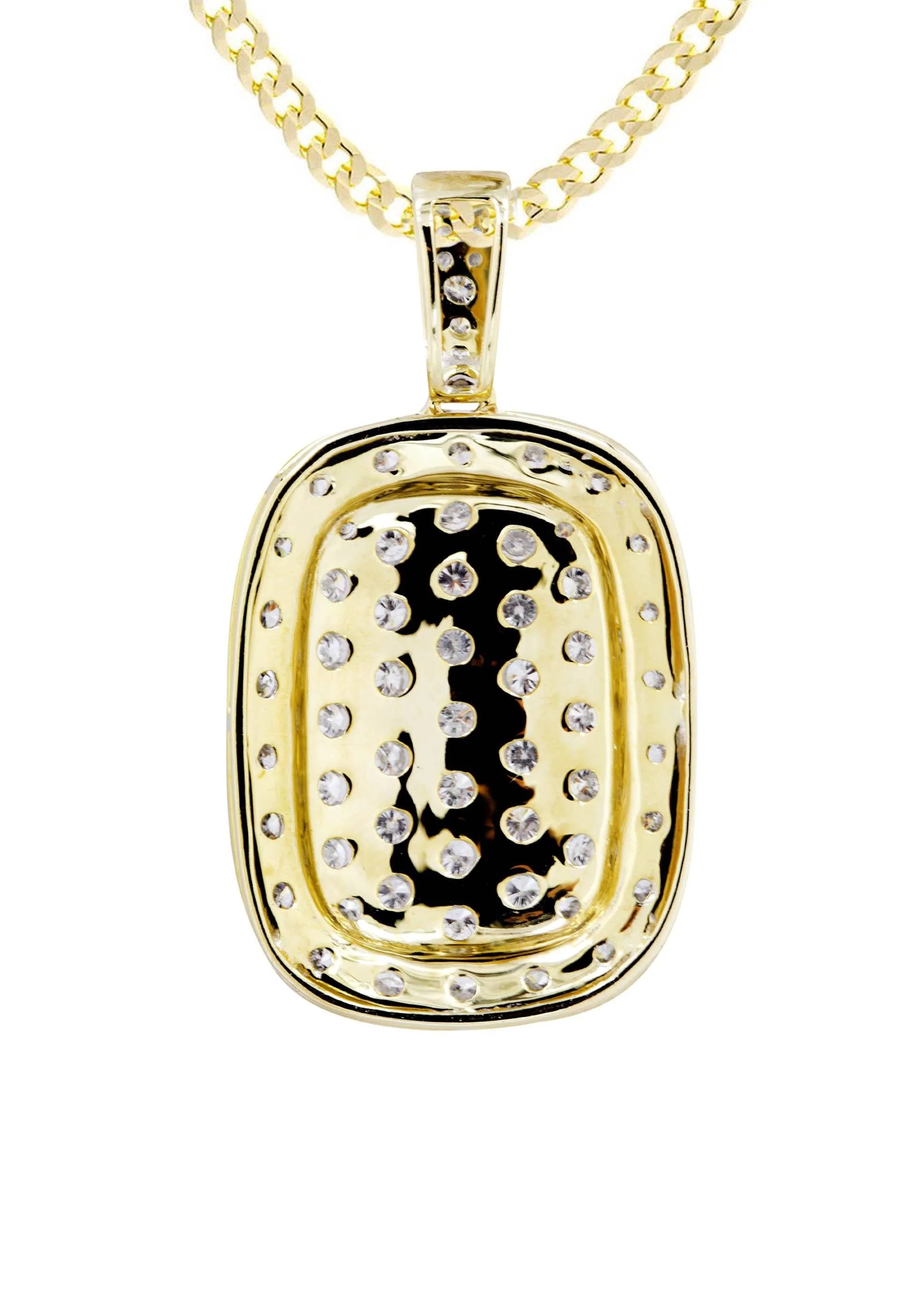 10K Yellow Gold Dog Tag Diamond Necklace | 1.94 Carats - Image 3