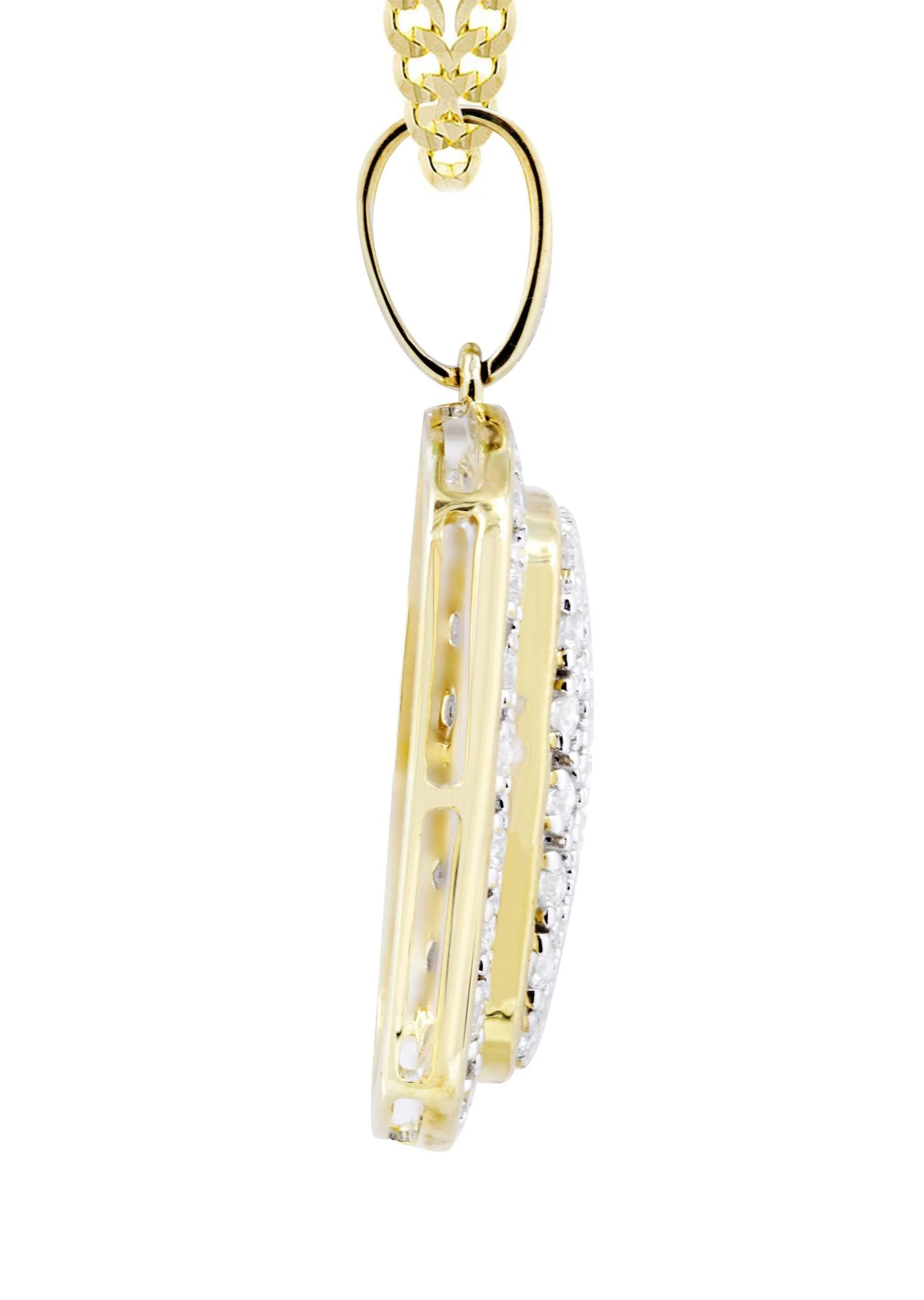 10K Yellow Gold Dog Tag Diamond Necklace | 1.94 Carats - Image 4