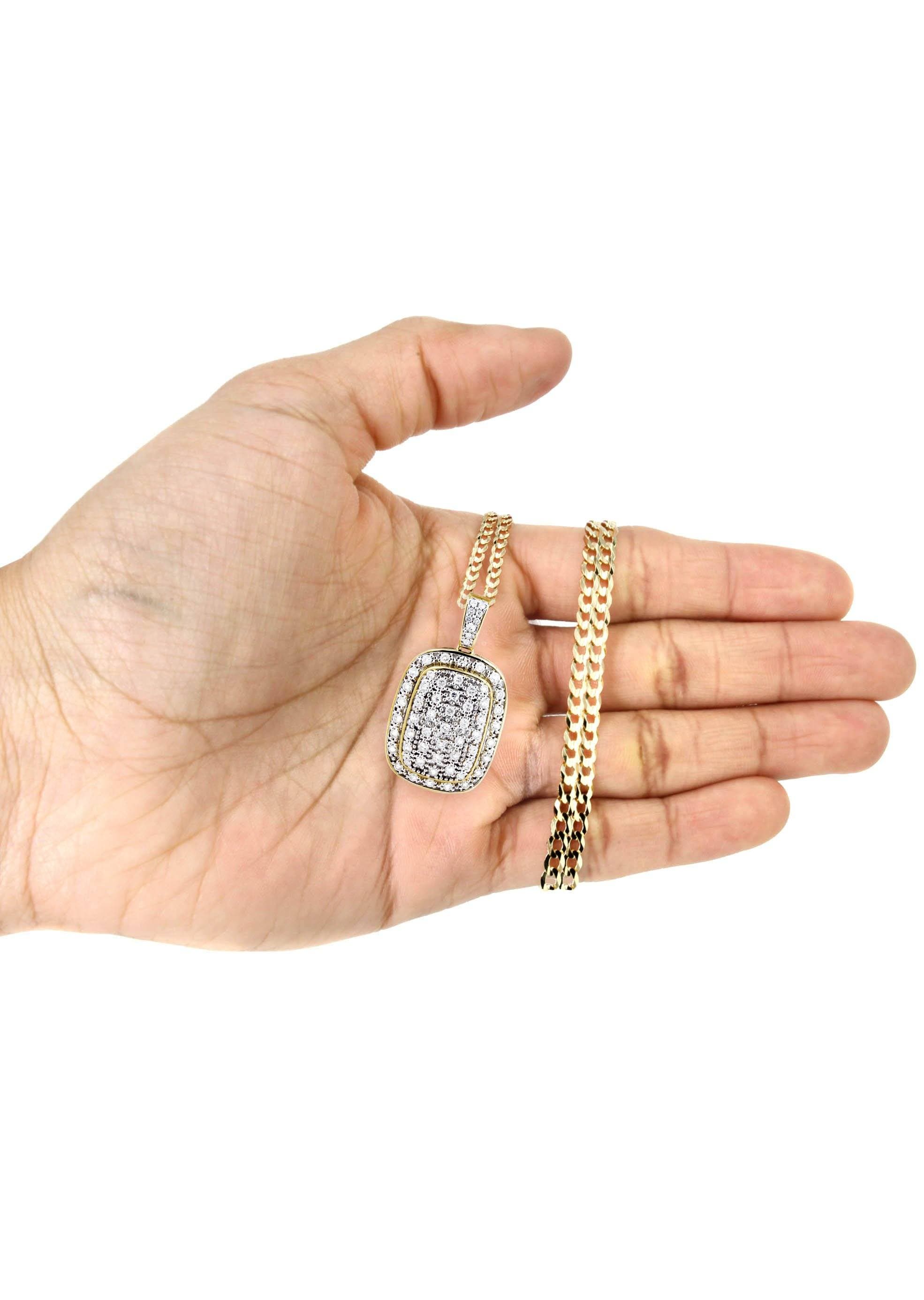10K Yellow Gold Dog Tag Diamond Necklace | 1.94 Carats - Image 5