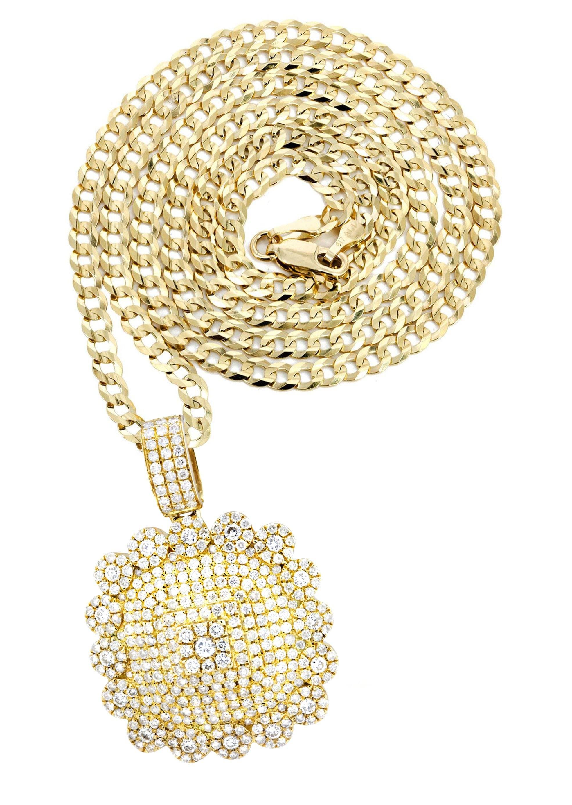 10K Yellow Gold Dog Tag Diamond Necklace | 2.35 Carats