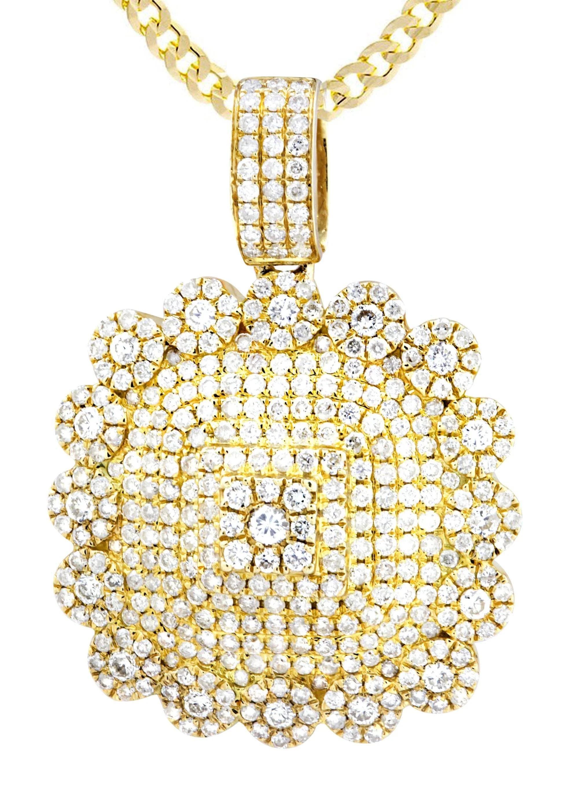 10K Yellow Gold Dog Tag Diamond Necklace | 2.35 Carats - Image 2