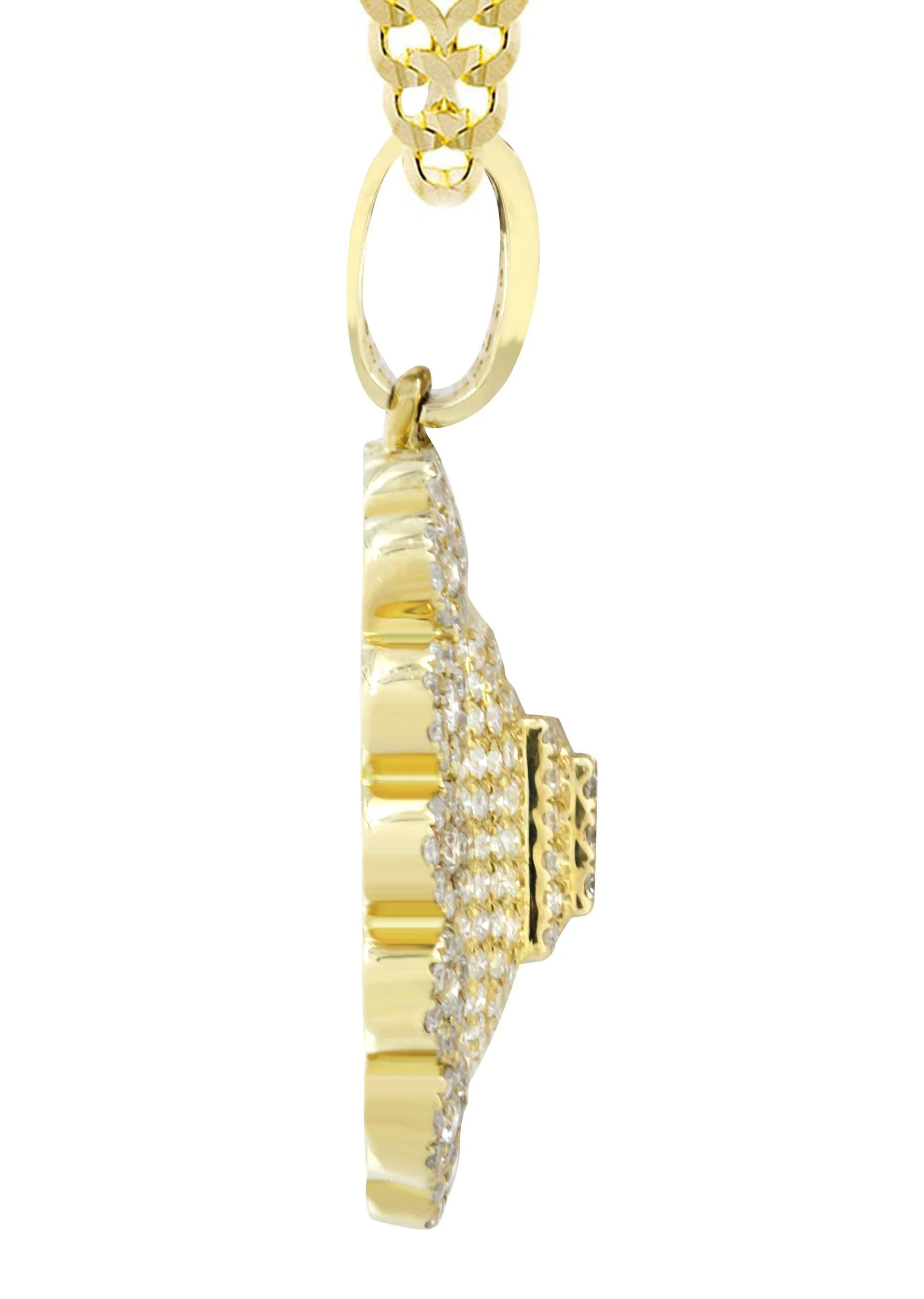 10K Yellow Gold Dog Tag Diamond Necklace | 2.35 Carats - Image 4