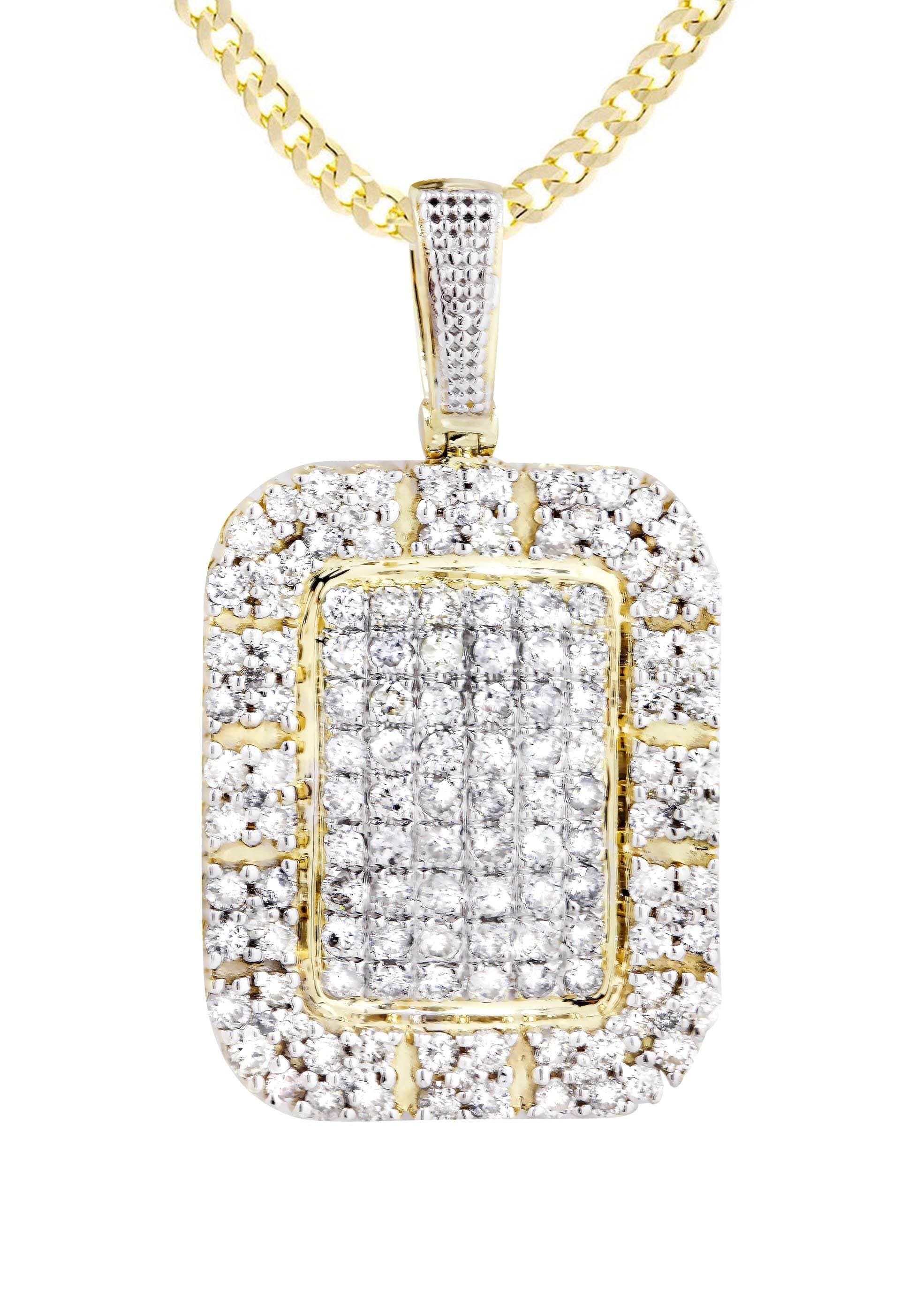 10K Yellow Gold Dog Tag Diamond Necklace | 2.73 Carats - Image 2