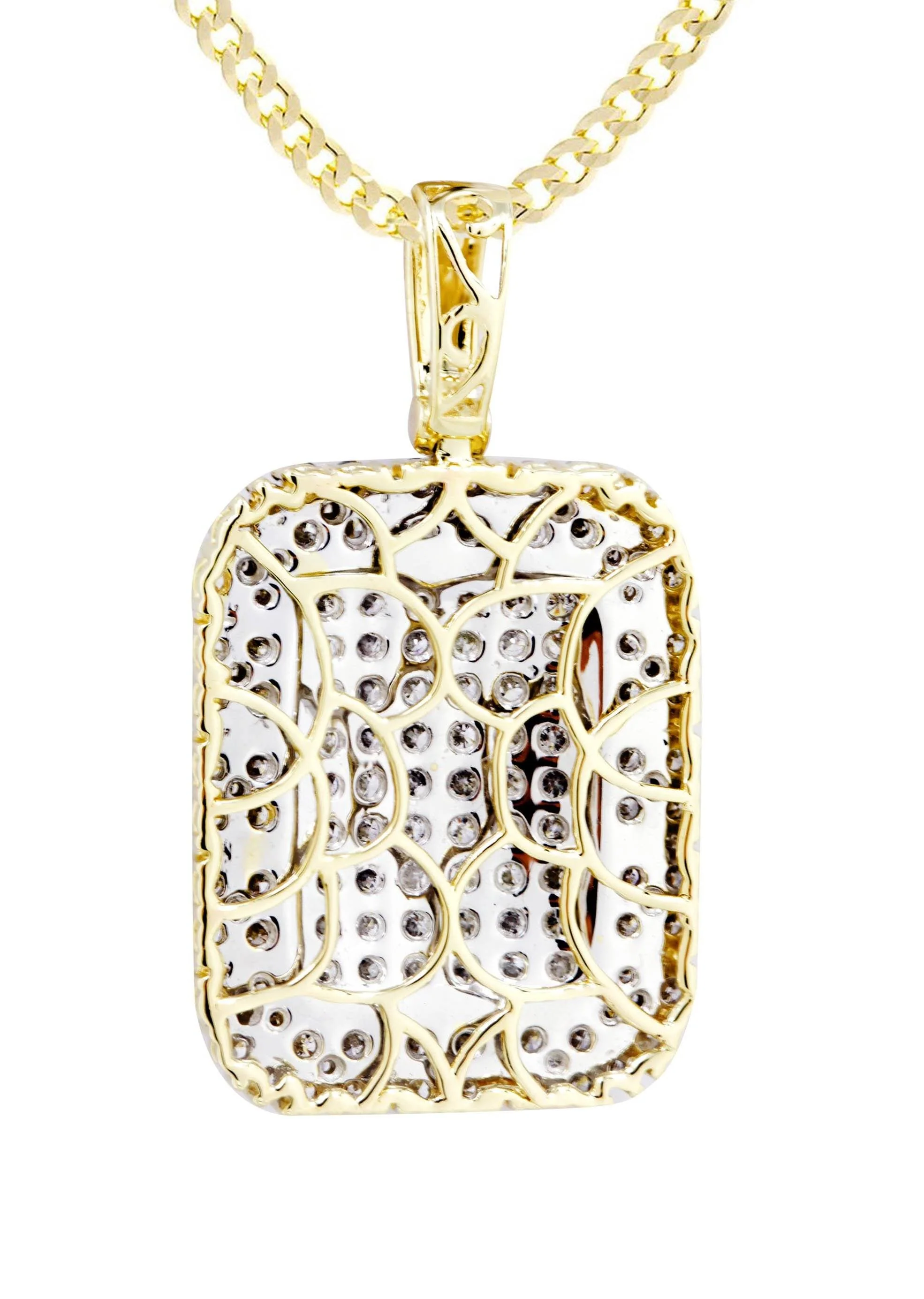 10K Yellow Gold Dog Tag Diamond Necklace | 2.73 Carats - Image 3