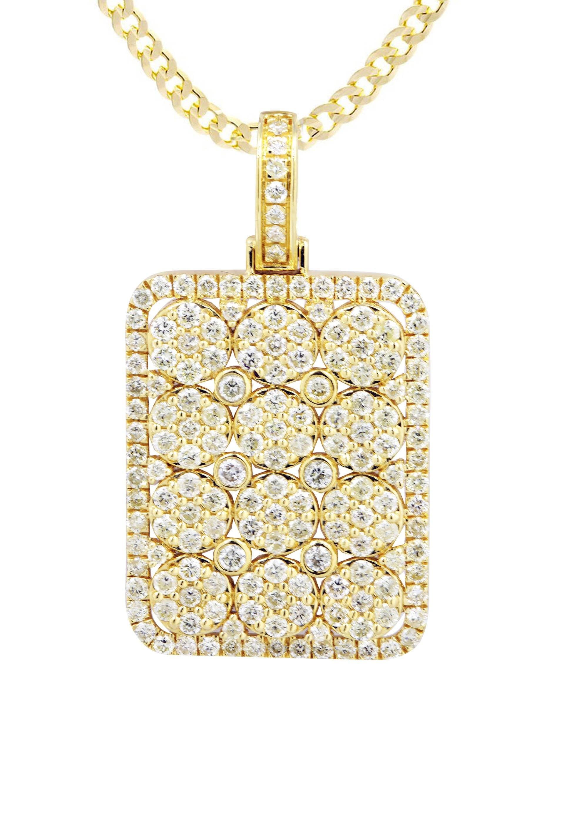 10K Yellow Gold Dog Tag Diamond Necklace | 3.06 Carats - Image 2