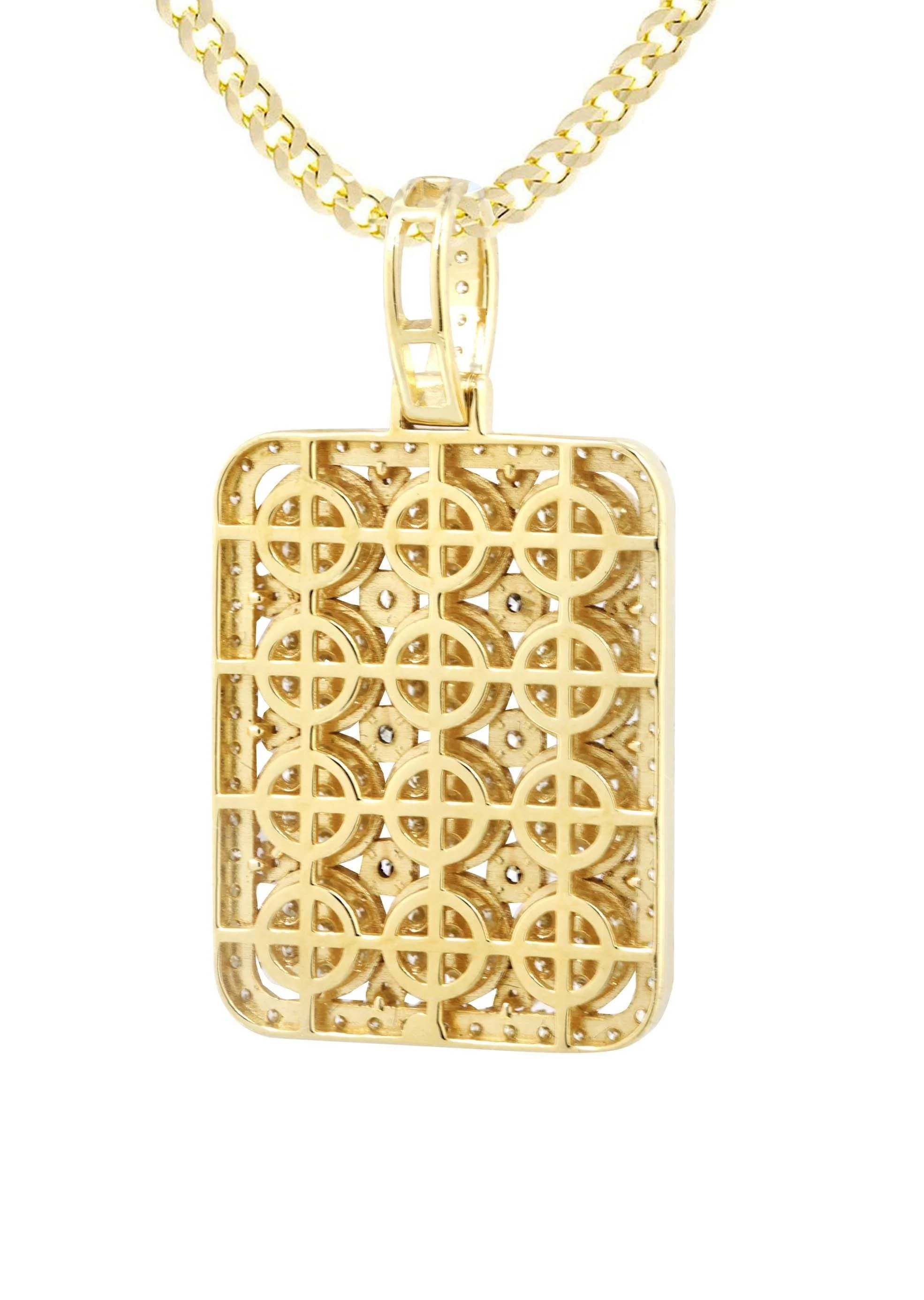 10K Yellow Gold Dog Tag Diamond Necklace | 3.06 Carats - Image 3