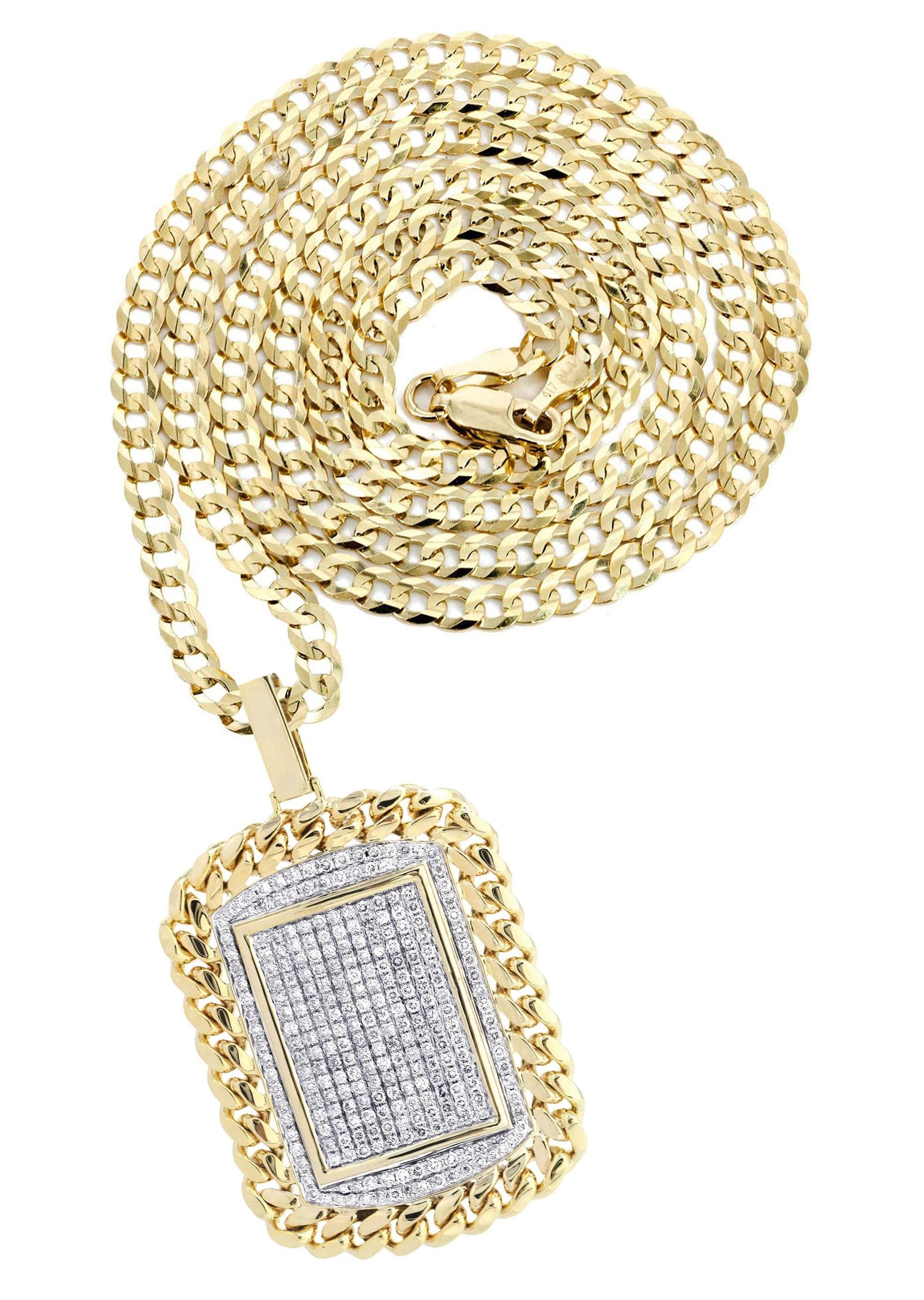 10K Yellow Gold Dog Tag Diamond Necklace | 6.05 Carats