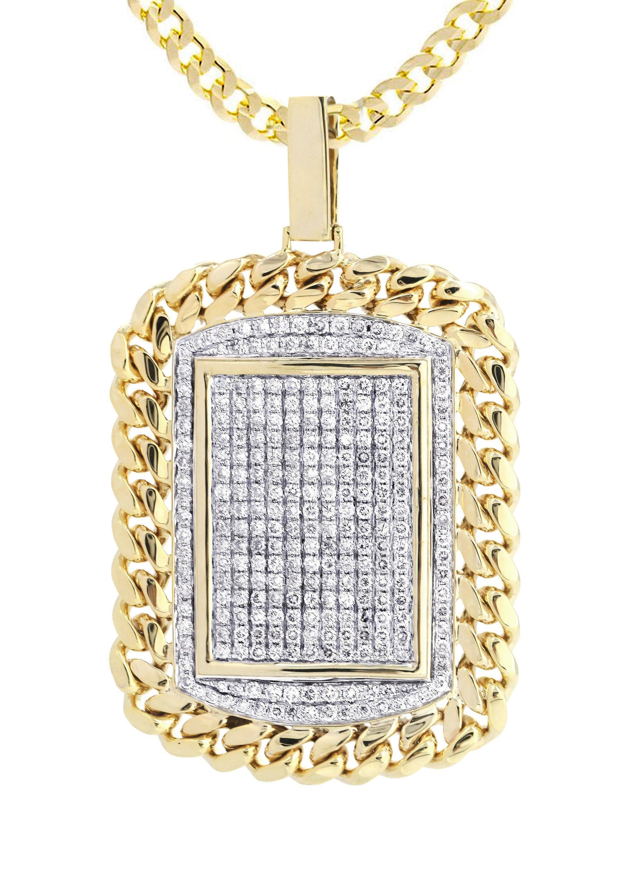 10K Yellow Gold Dog Tag Diamond Necklace | 6.05 Carats - Image 2
