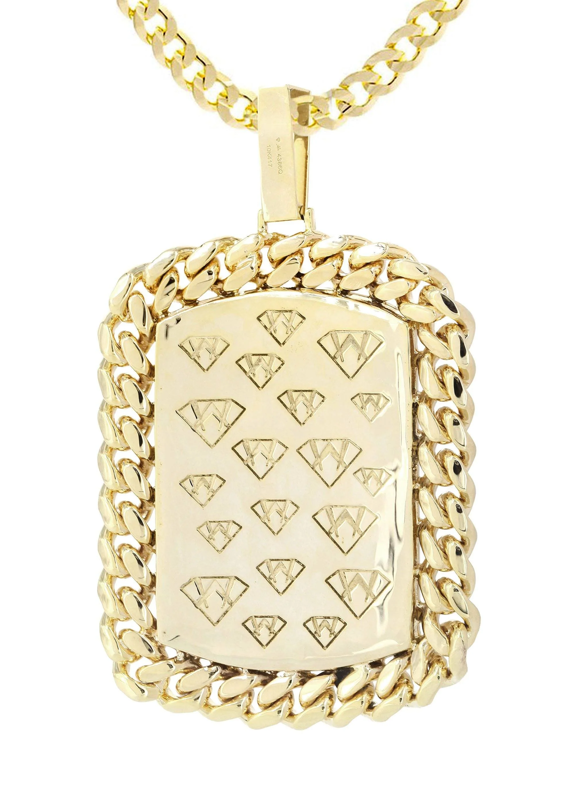 10K Yellow Gold Dog Tag Diamond Necklace | 6.05 Carats - Image 3