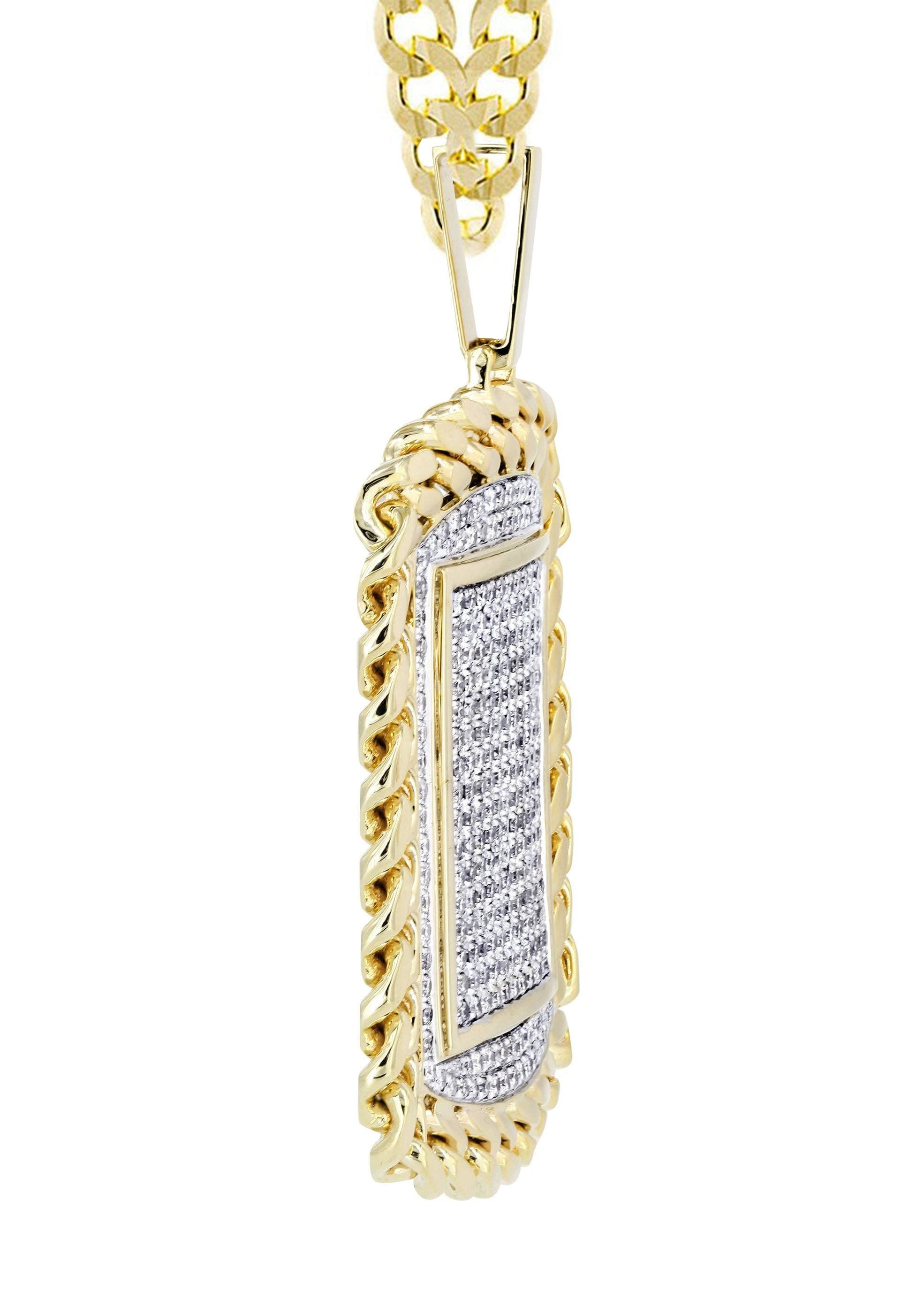 10K Yellow Gold Dog Tag Diamond Necklace | 6.05 Carats - Image 4