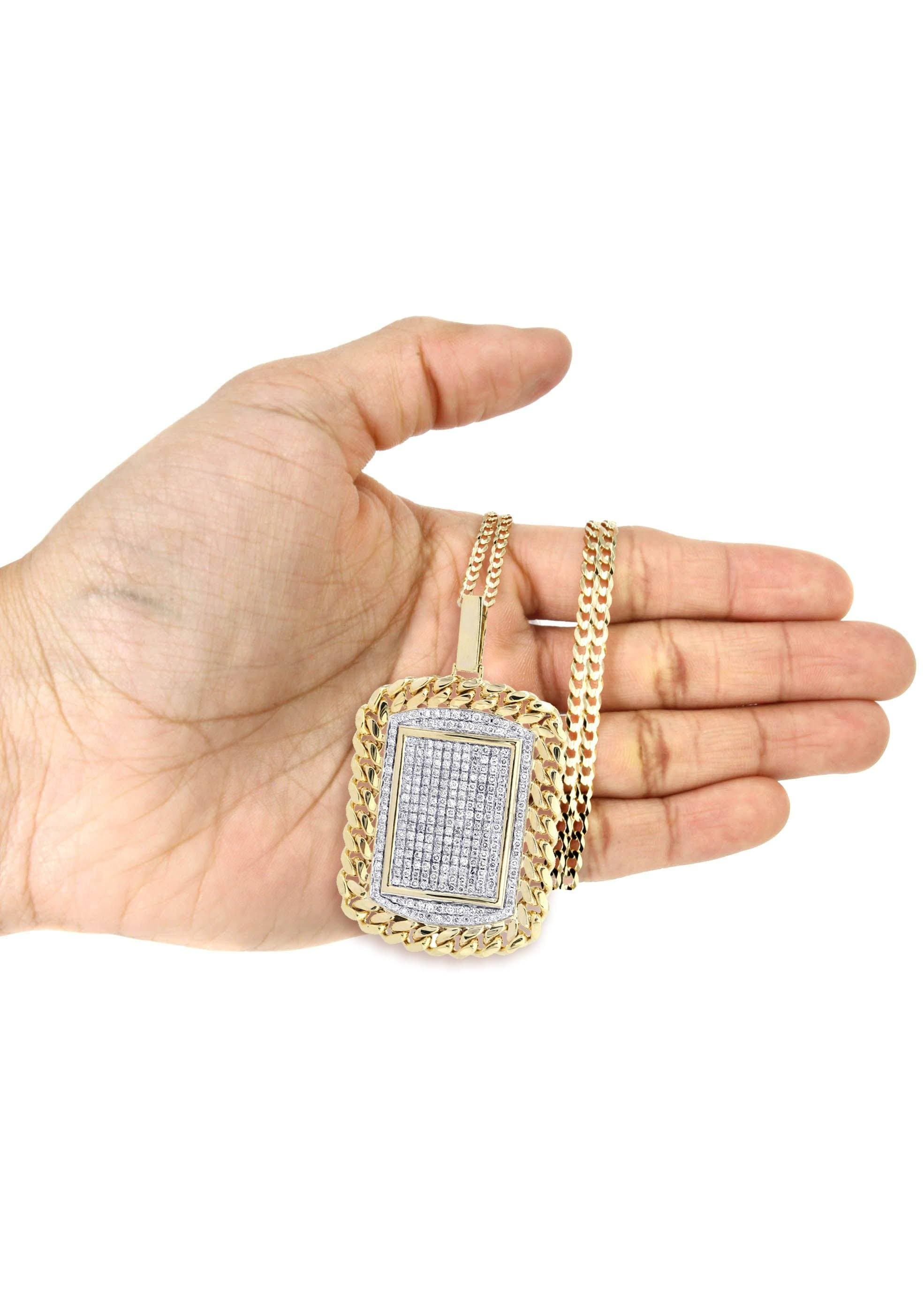 10K Yellow Gold Dog Tag Diamond Necklace | 6.05 Carats - Image 5