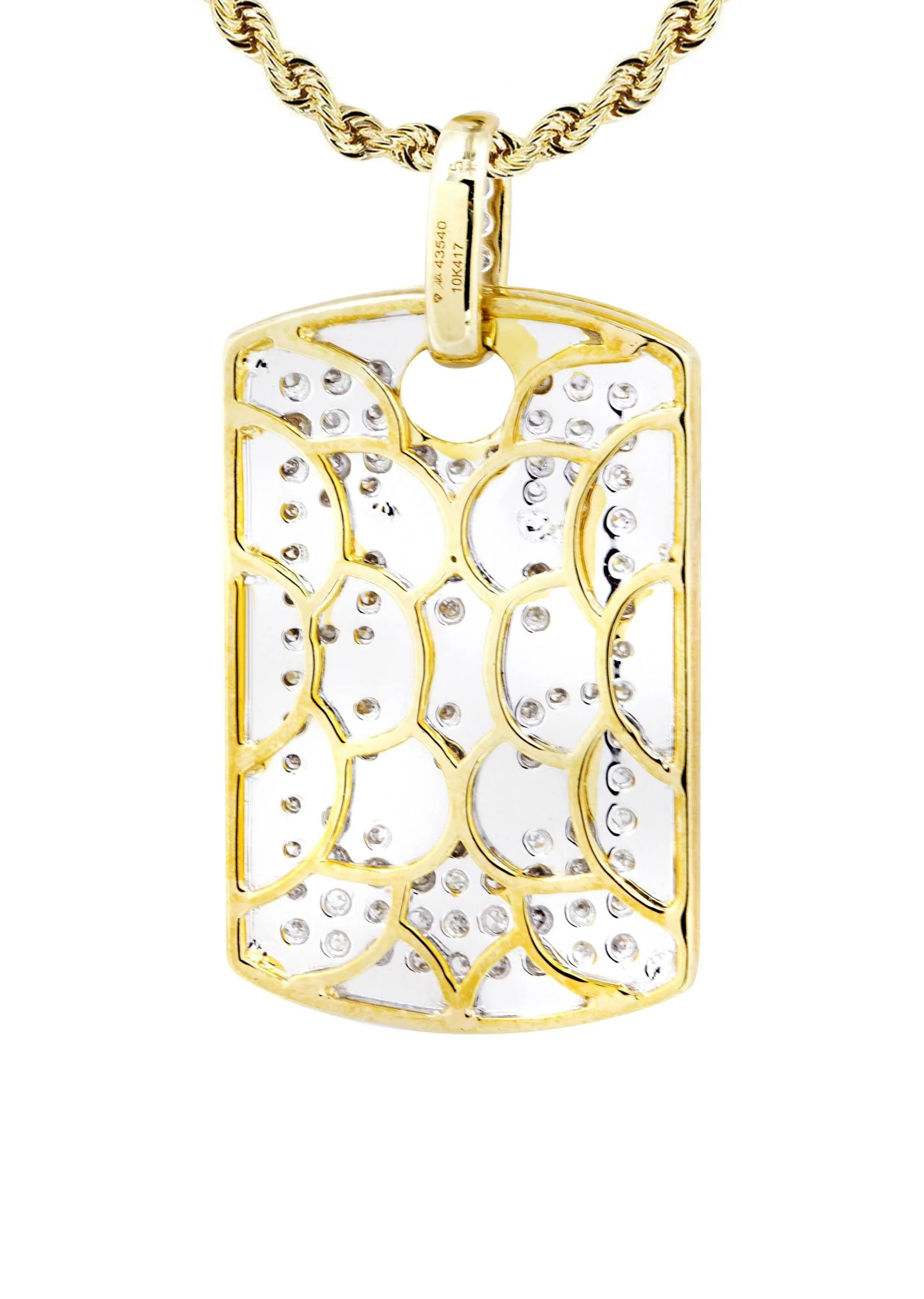 10K Yellow Gold Dog Tag Diamond Necklace | 0.52 Carats - Image 3