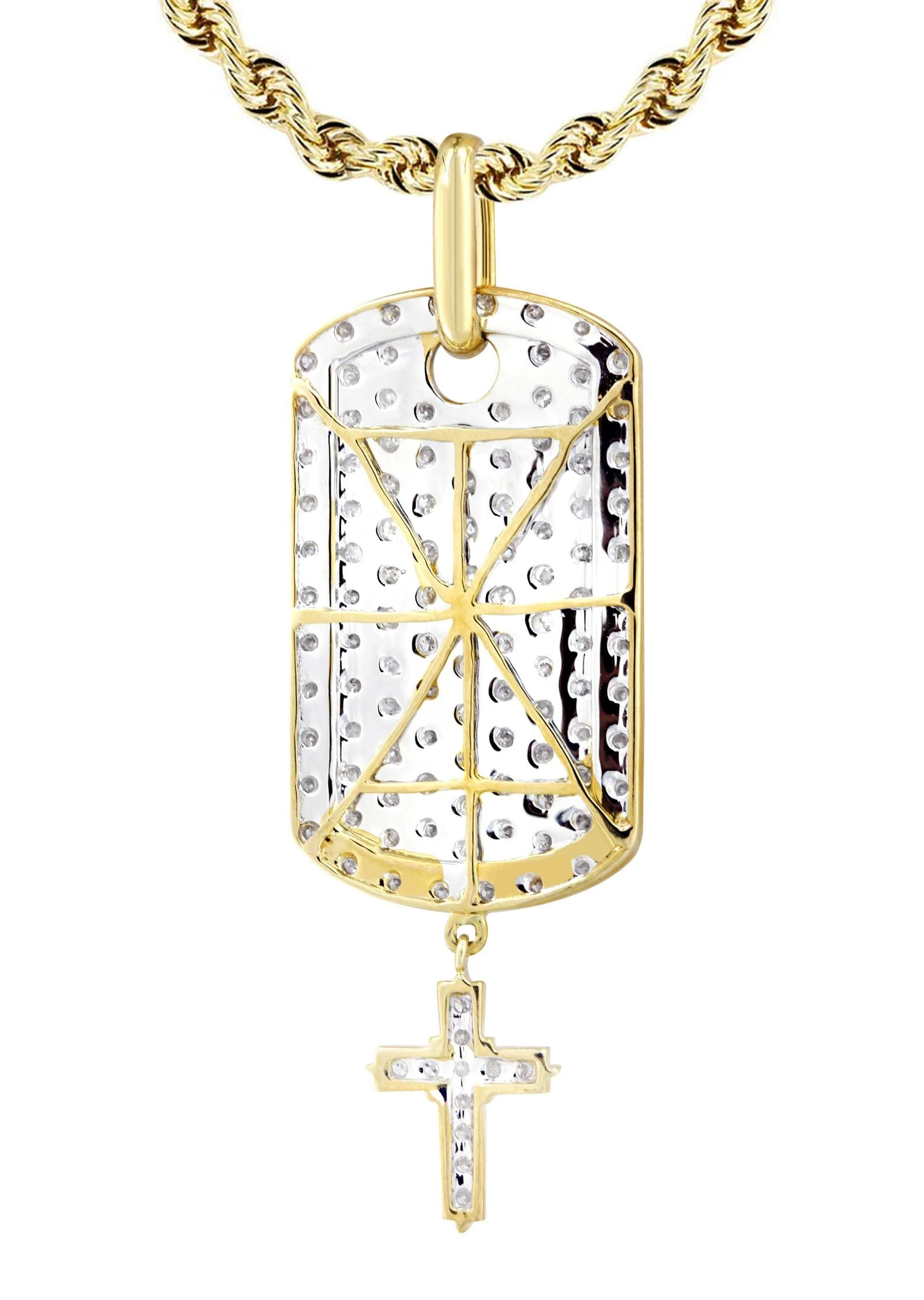 10K Yellow Gold Dog Tag Diamond Necklace | 1.06 Carats - Image 3
