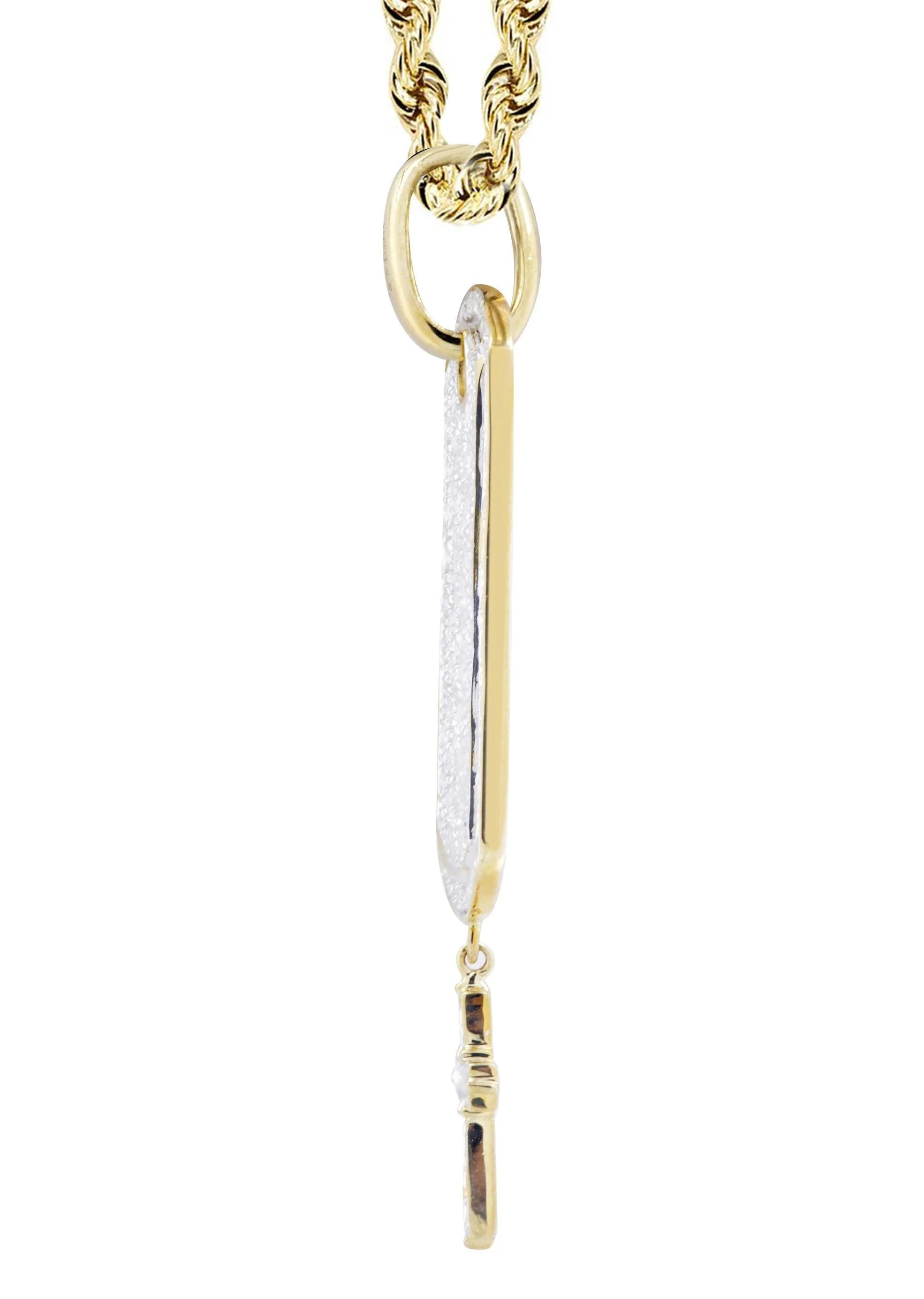 10K Yellow Gold Dog Tag Diamond Necklace | 1.06 Carats - Image 4