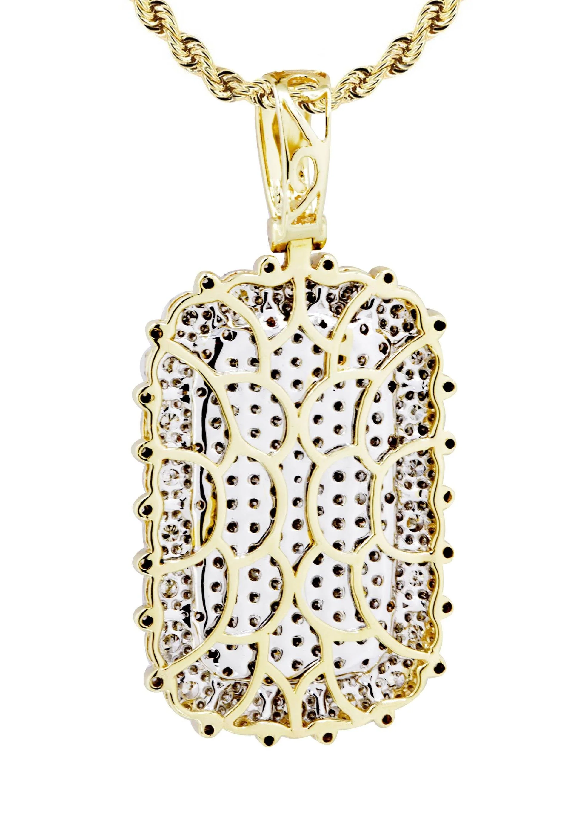 10K Yellow Gold Dog Tag Diamond Necklace | 1.73 Carats - Image 3