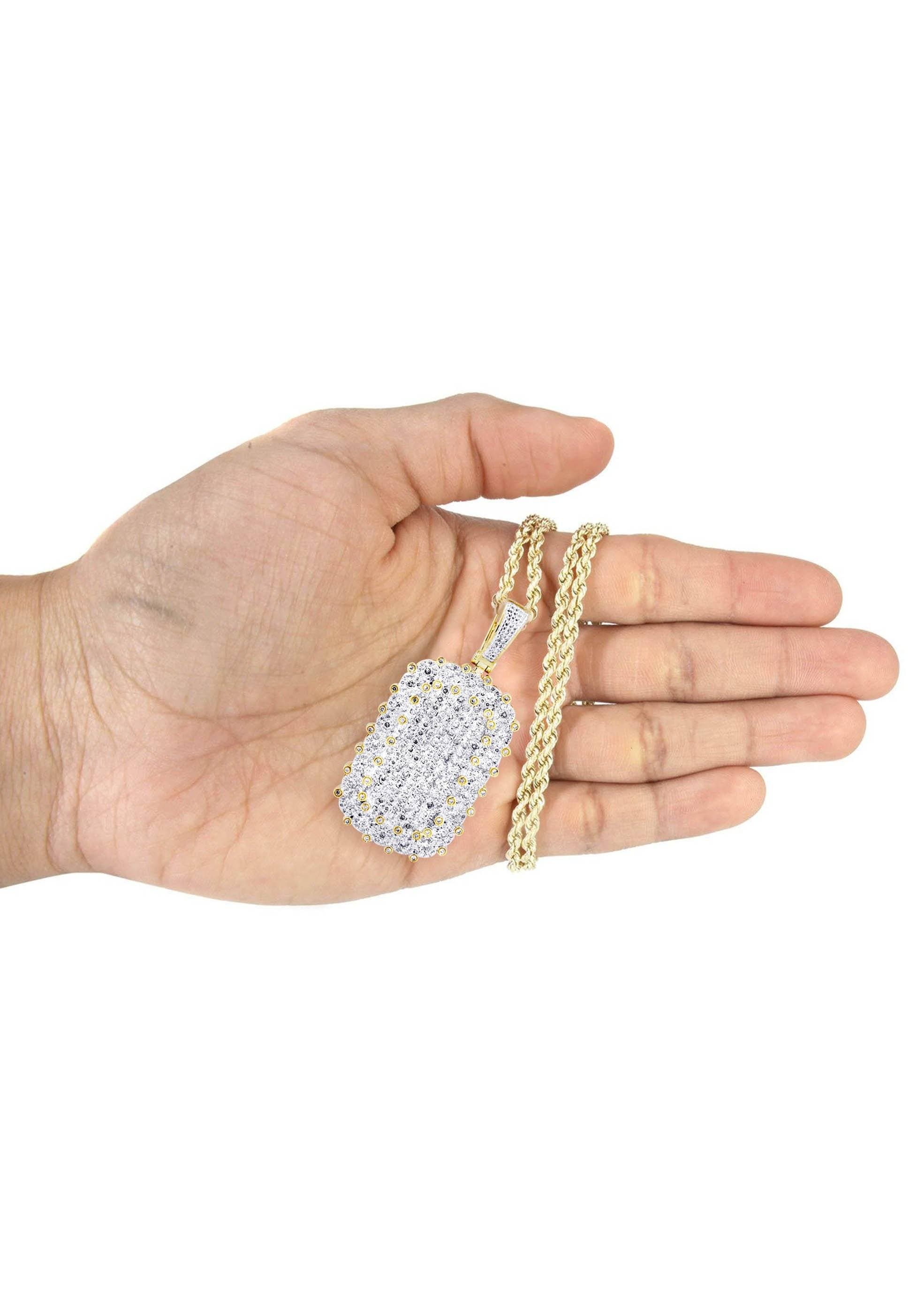 10K Yellow Gold Dog Tag Diamond Necklace | 1.73 Carats - Image 5