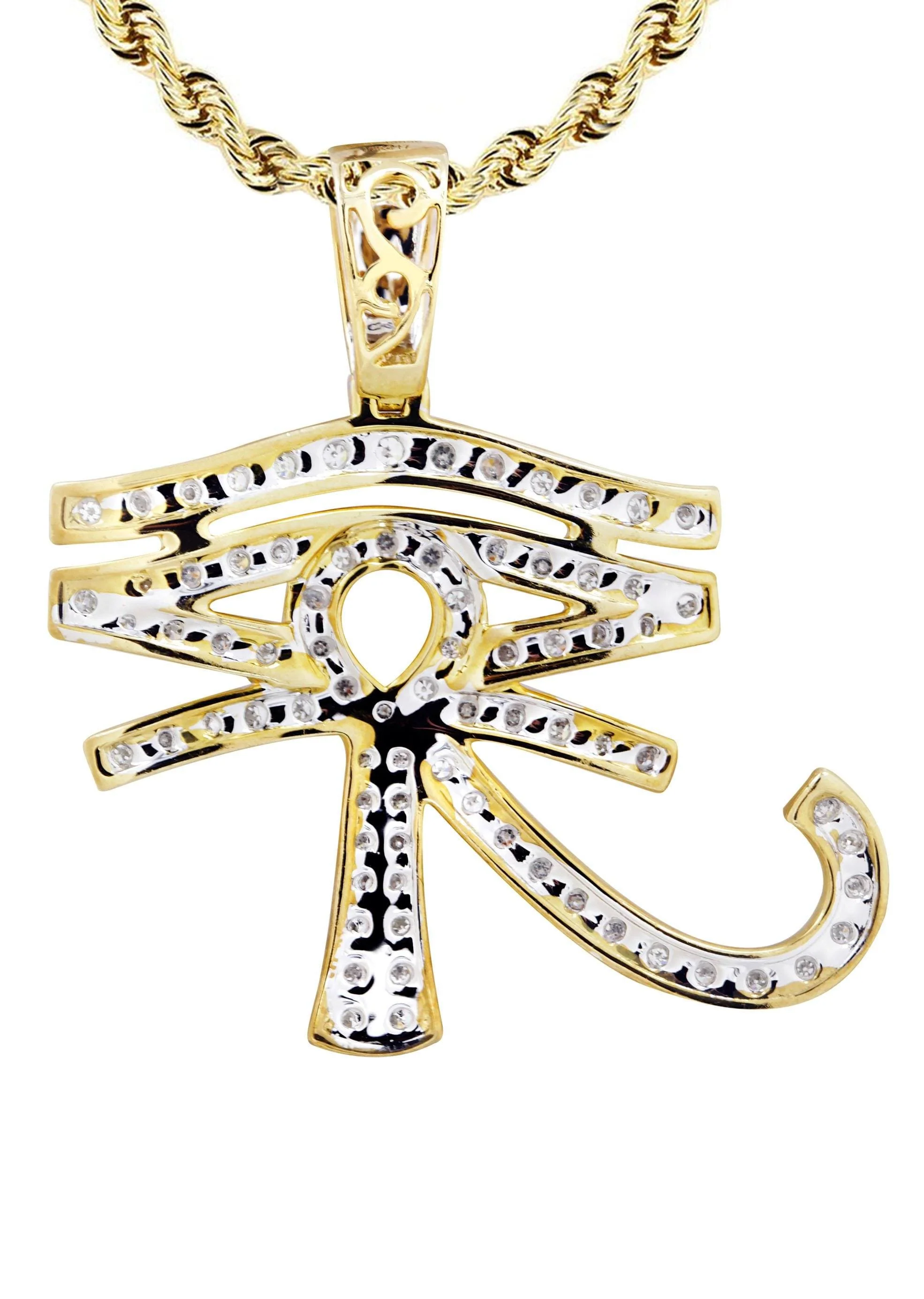 10K Yellow Gold Eye of Ra Diamond Necklace | 0.71 Carats - Image 3