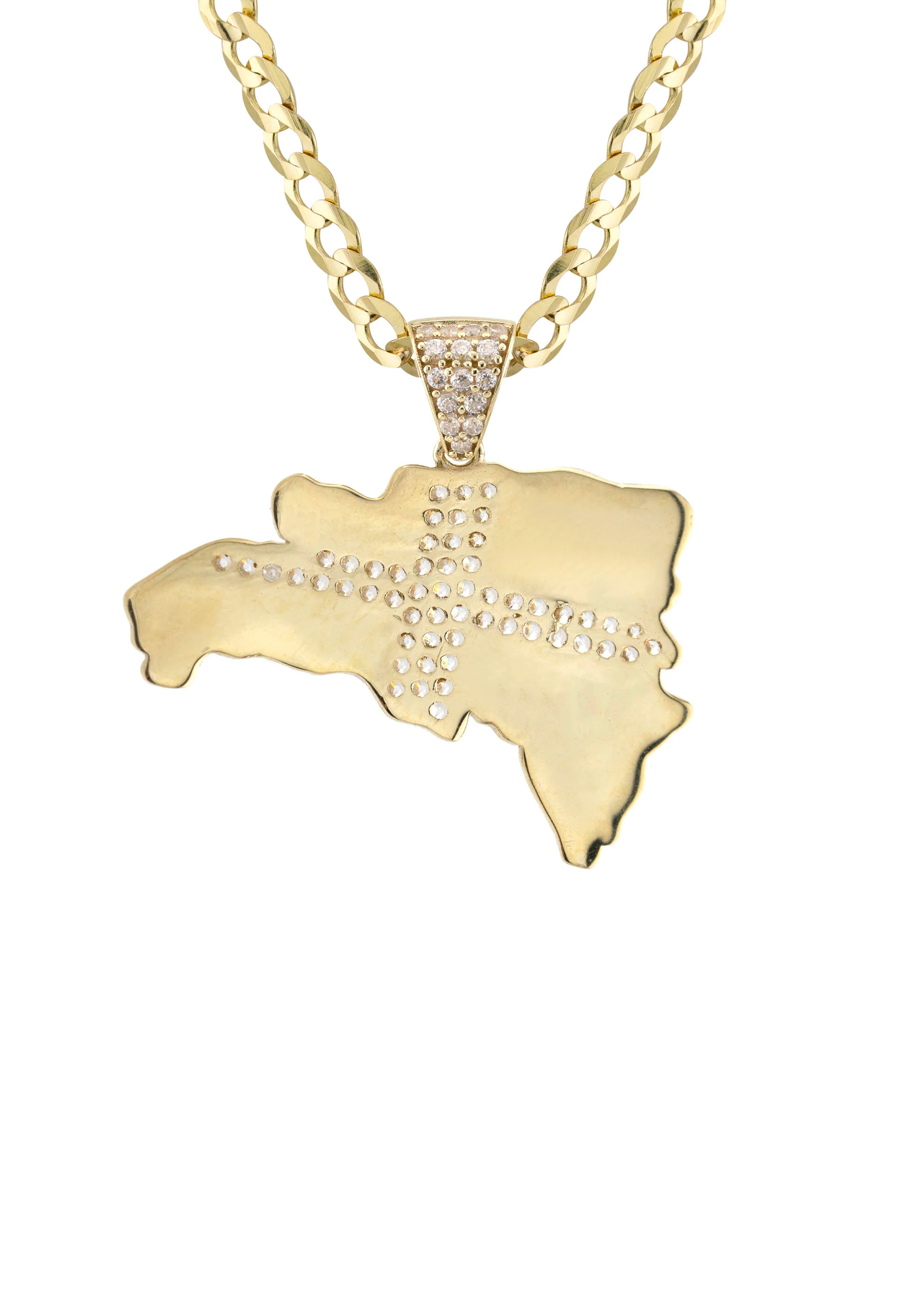 10K Yellow Gold Flag of the Dominican Republic Necklace | Appx. 3 - 10 Grams - Image 3