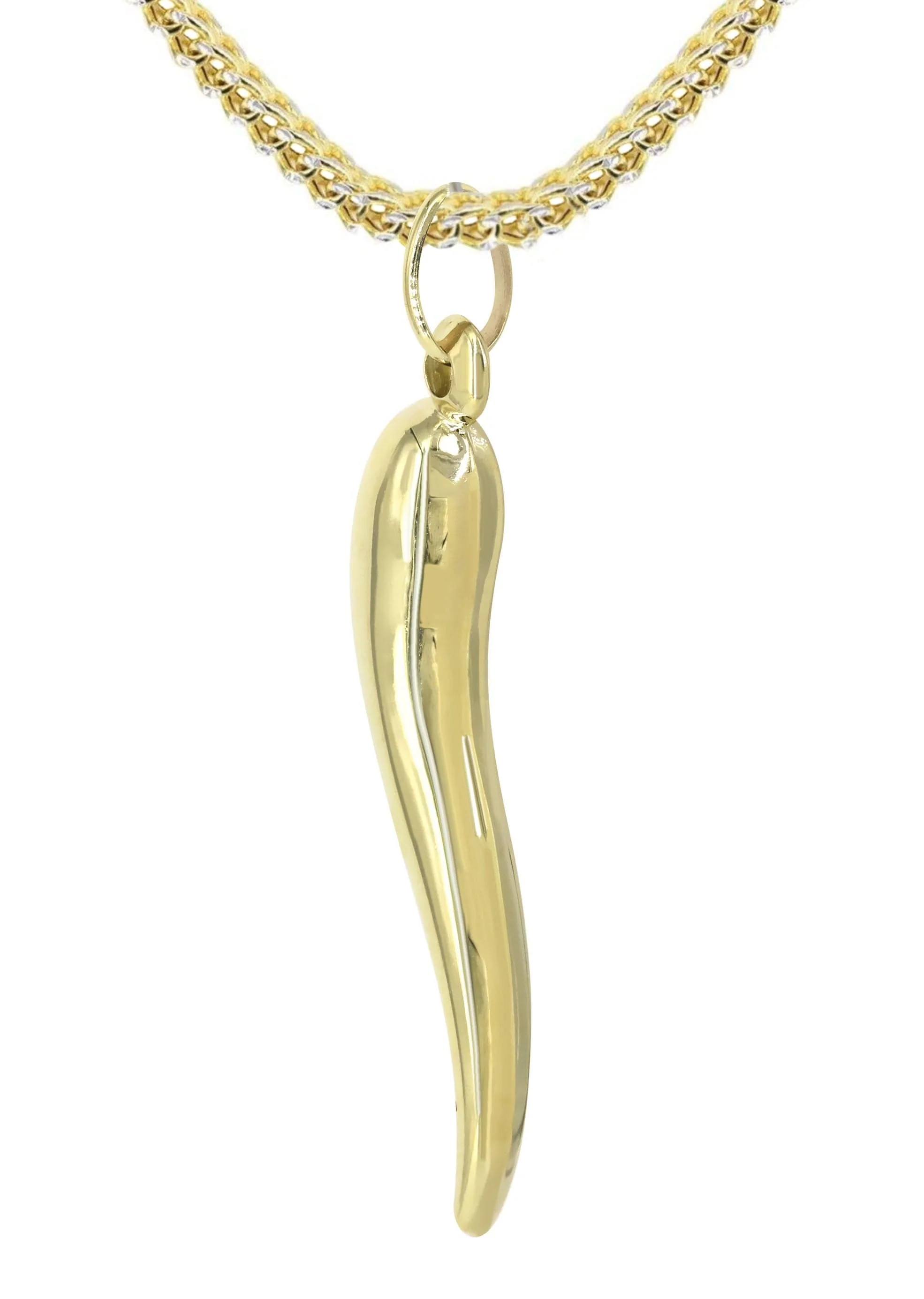 10K Yellow Gold Italian Horn Necklace | Appx. 11.6 Grams - Image 3