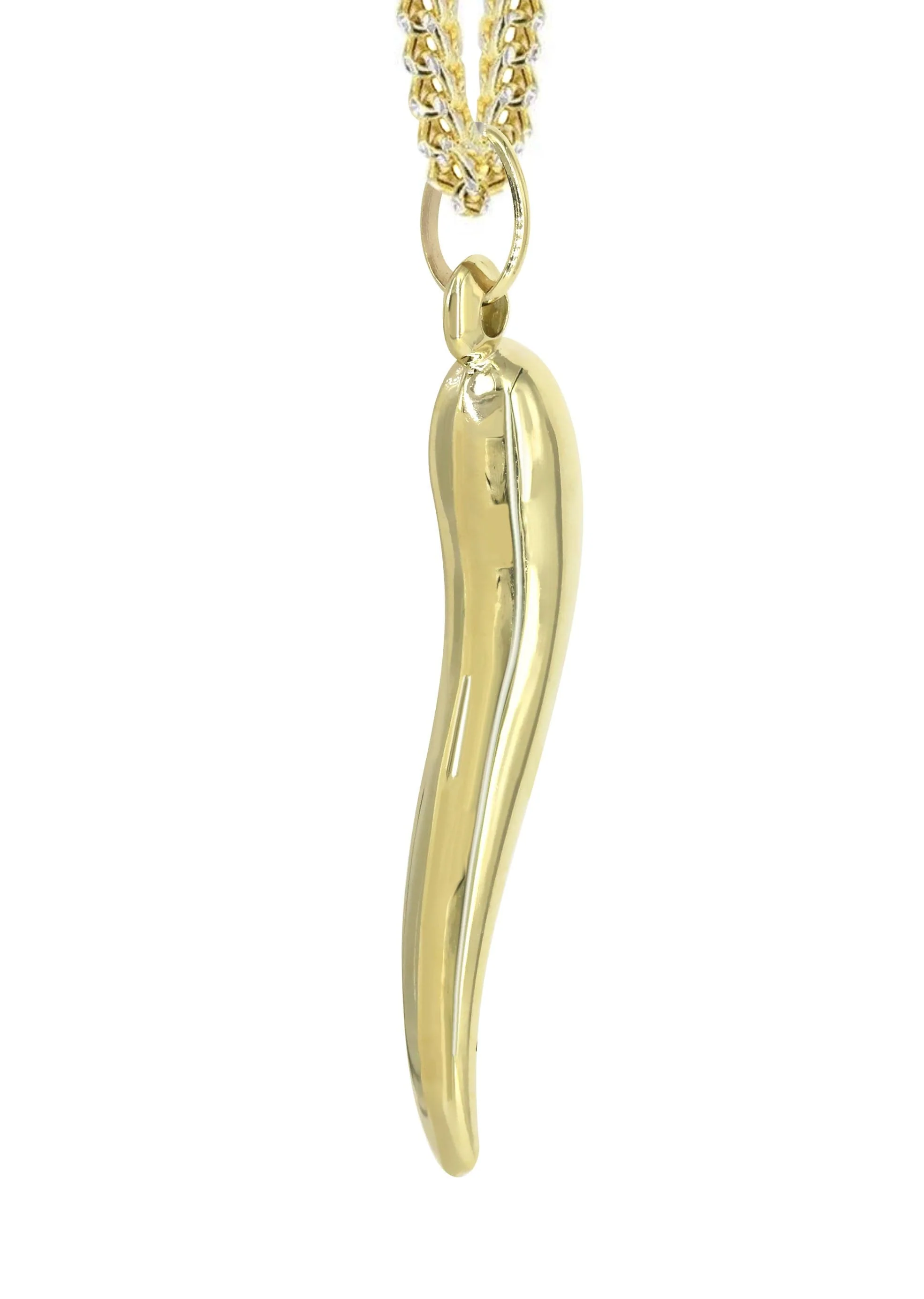 10K Yellow Gold Italian Horn Necklace | Appx. 11.6 Grams - Image 4