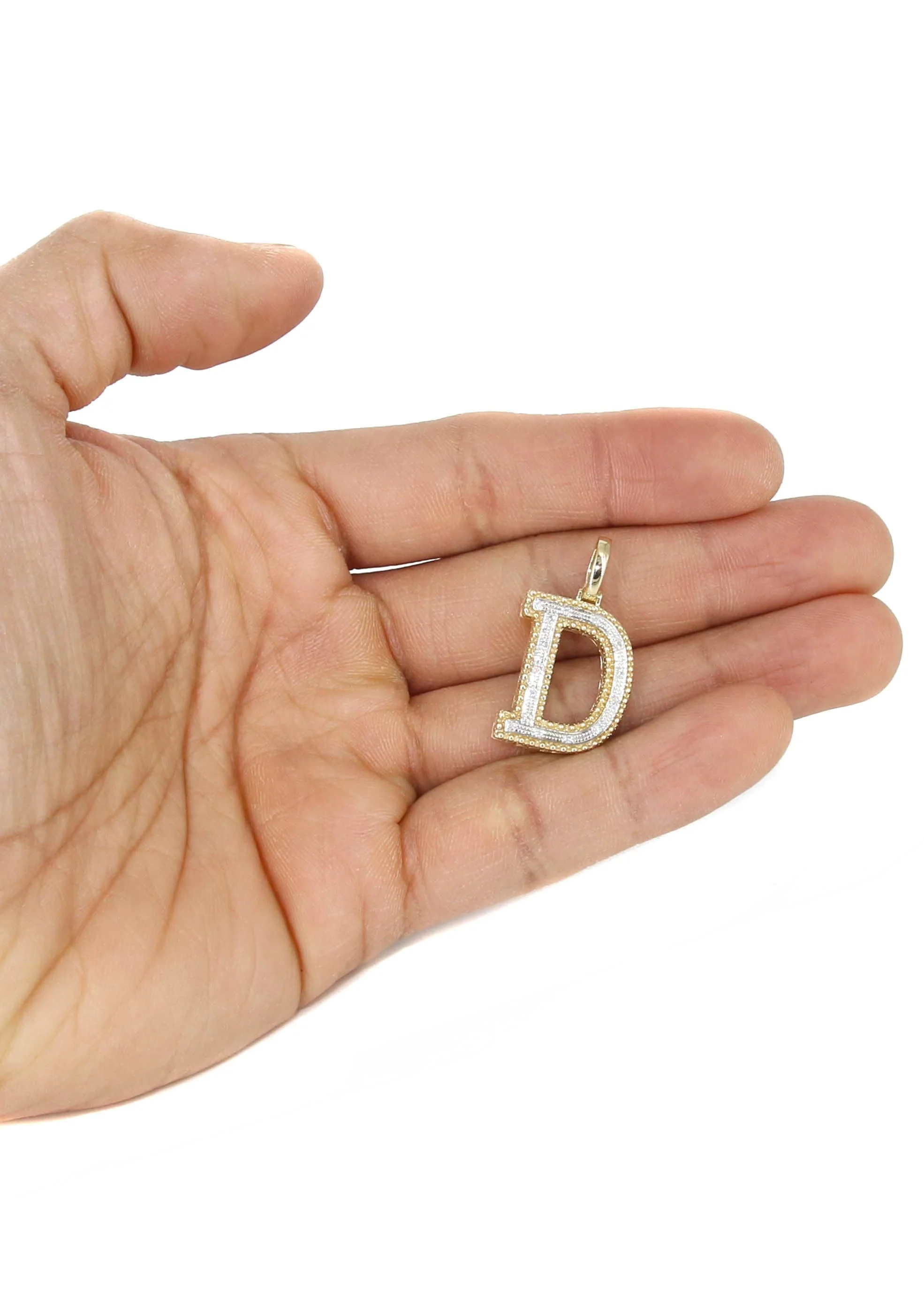 Diamond 10K Yellow Gold Letter "D" Necklace | Appx. 13.3 Grams - Image 5