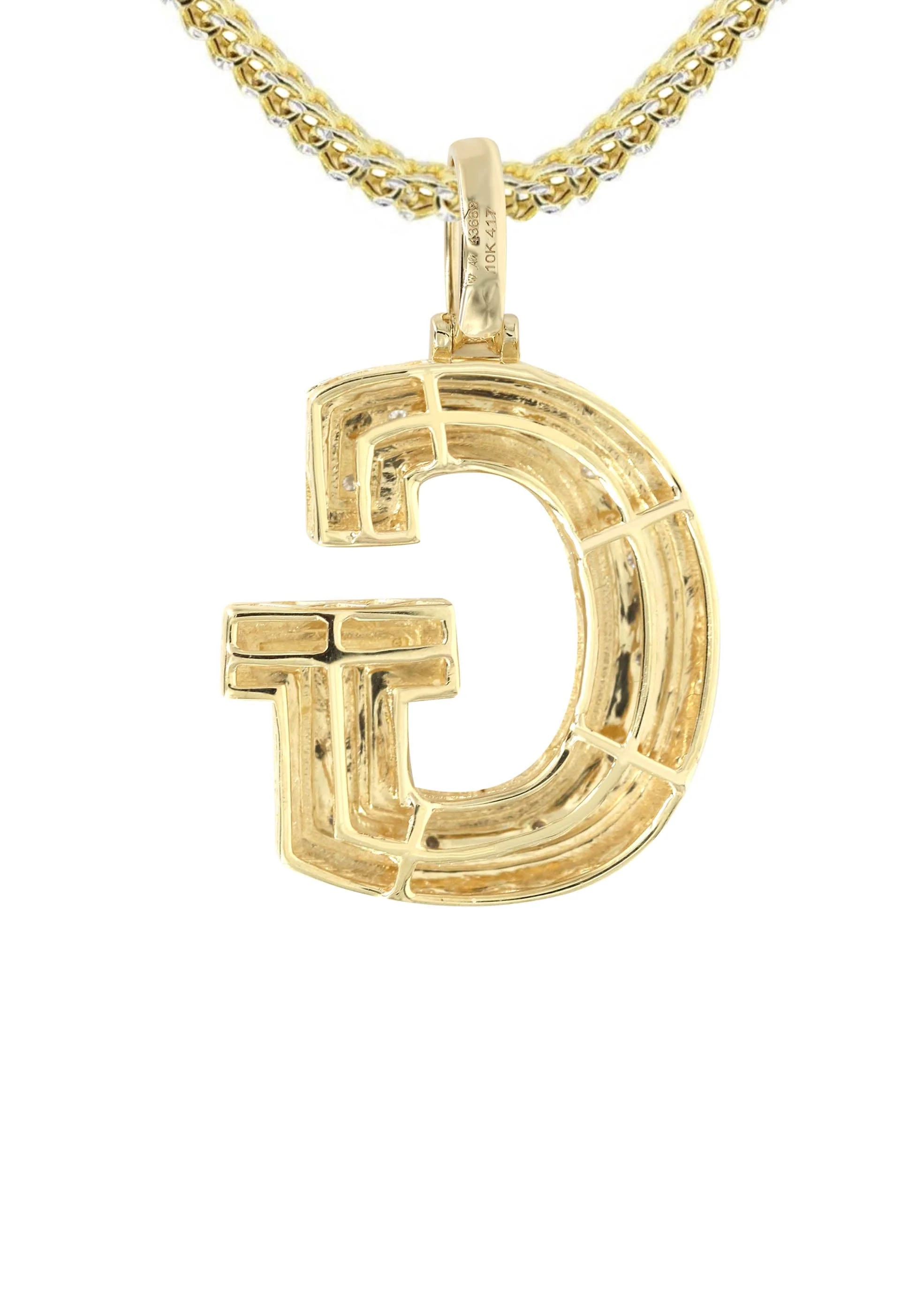 Diamond 10K Yellow Gold Letter "G" Necklace | Appx. 13.7 Grams - Image 3