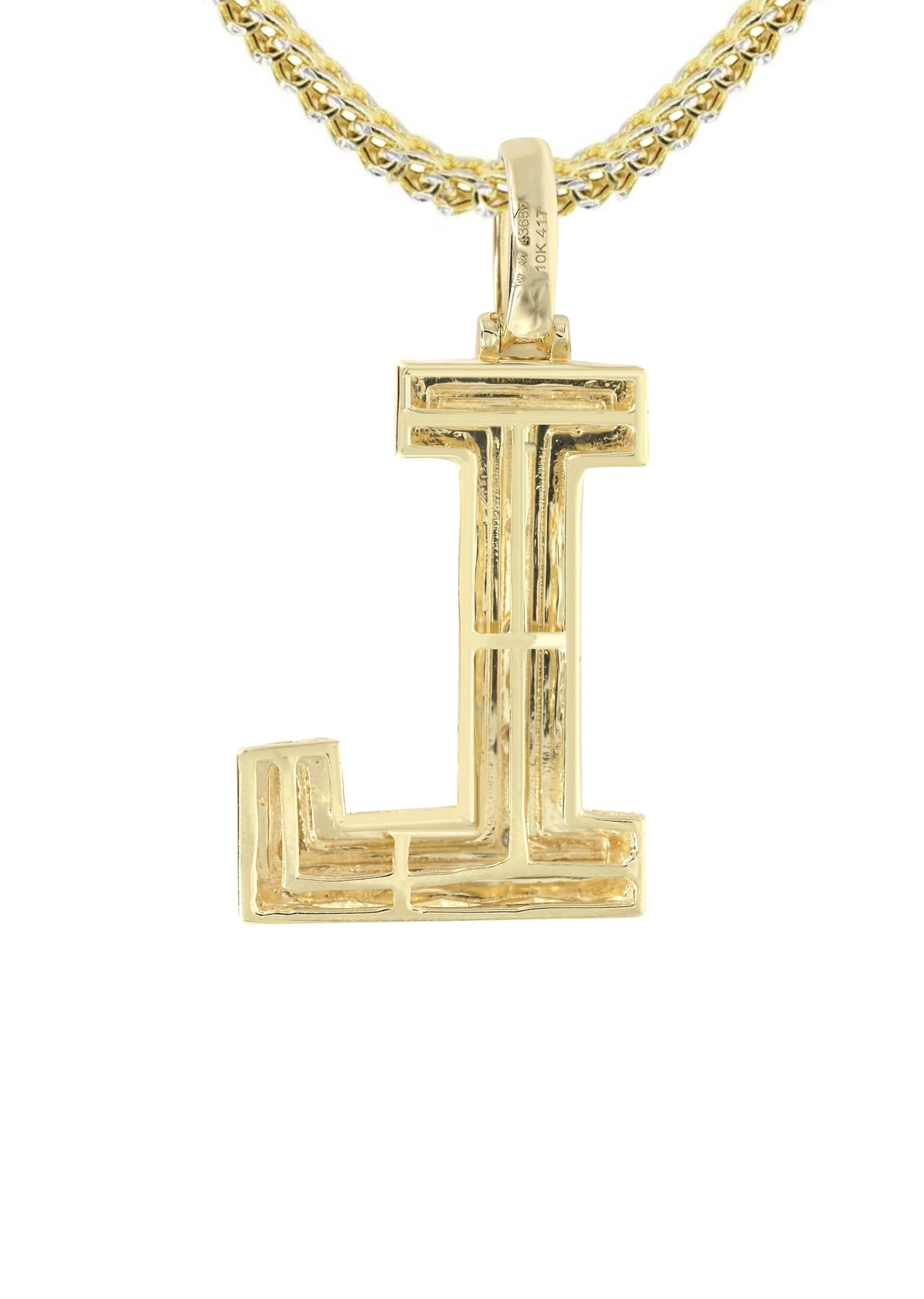 Diamond 10K Yellow Gold Letter "L" Necklace | Appx. 13 Grams - Image 3