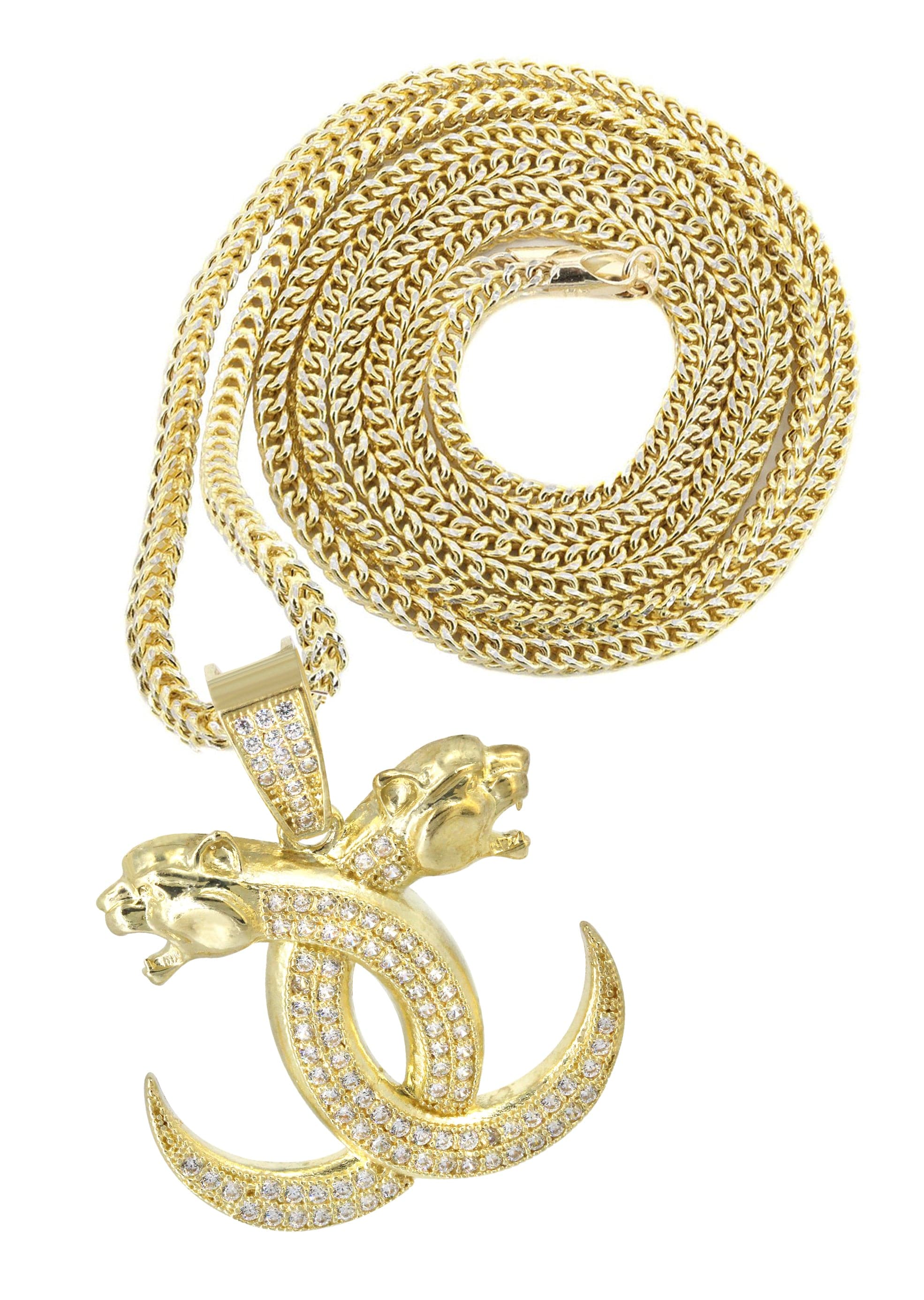 10K Yellow Gold Lion Heads Necklace | Appx. 16.2 Grams