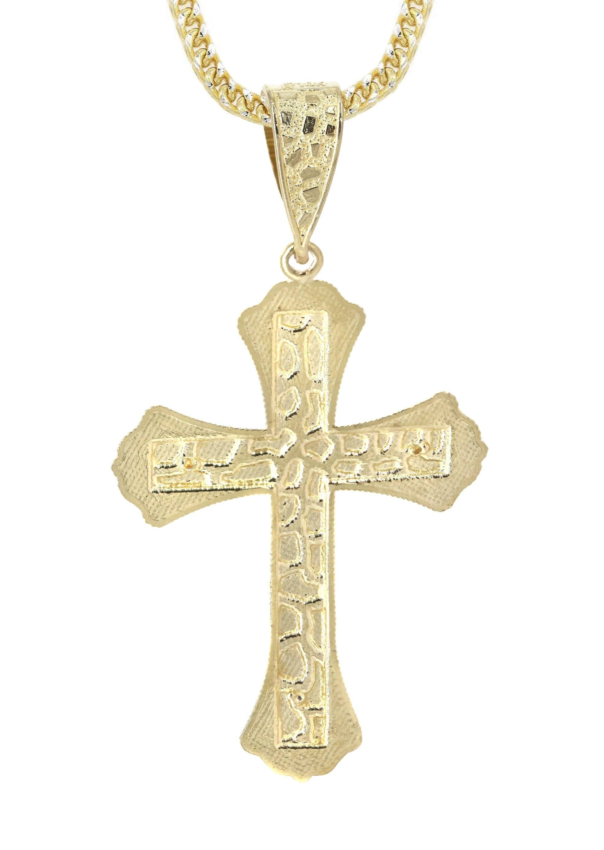 10K Yellow Gold & Nugget Cross Necklace | Appx. 14.3 Grams - Image 3