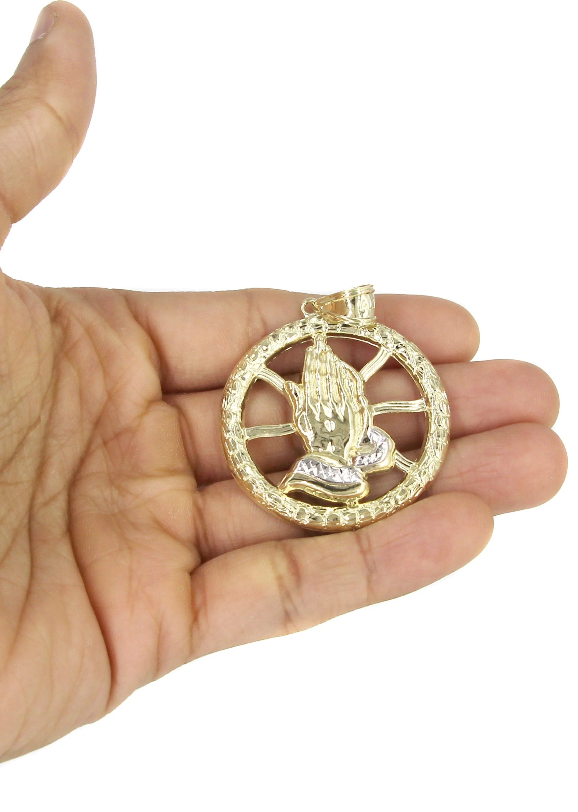 10K Yellow Gold Praying Hands Necklace | Appx. 16.8 Grams - Image 5