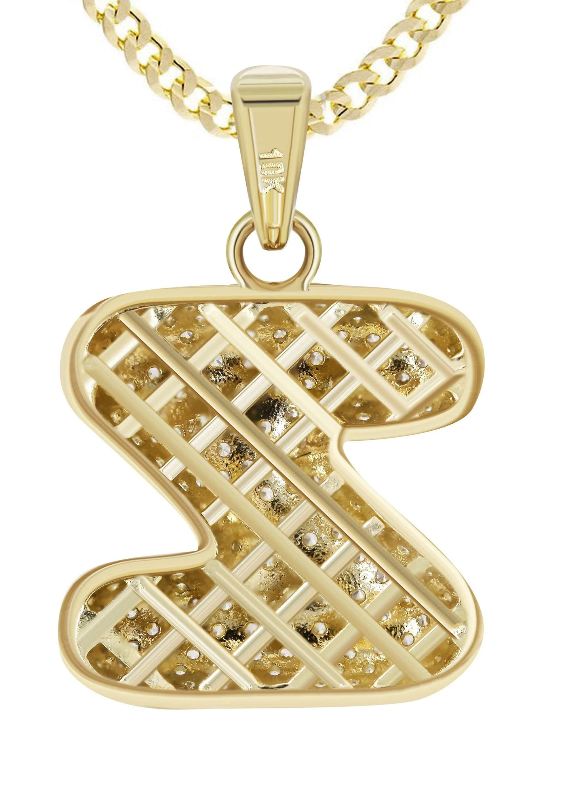 10K Yellow Gold Bubble Letter "Z" CZ Necklace | Appx. 15 Grams - Image 3