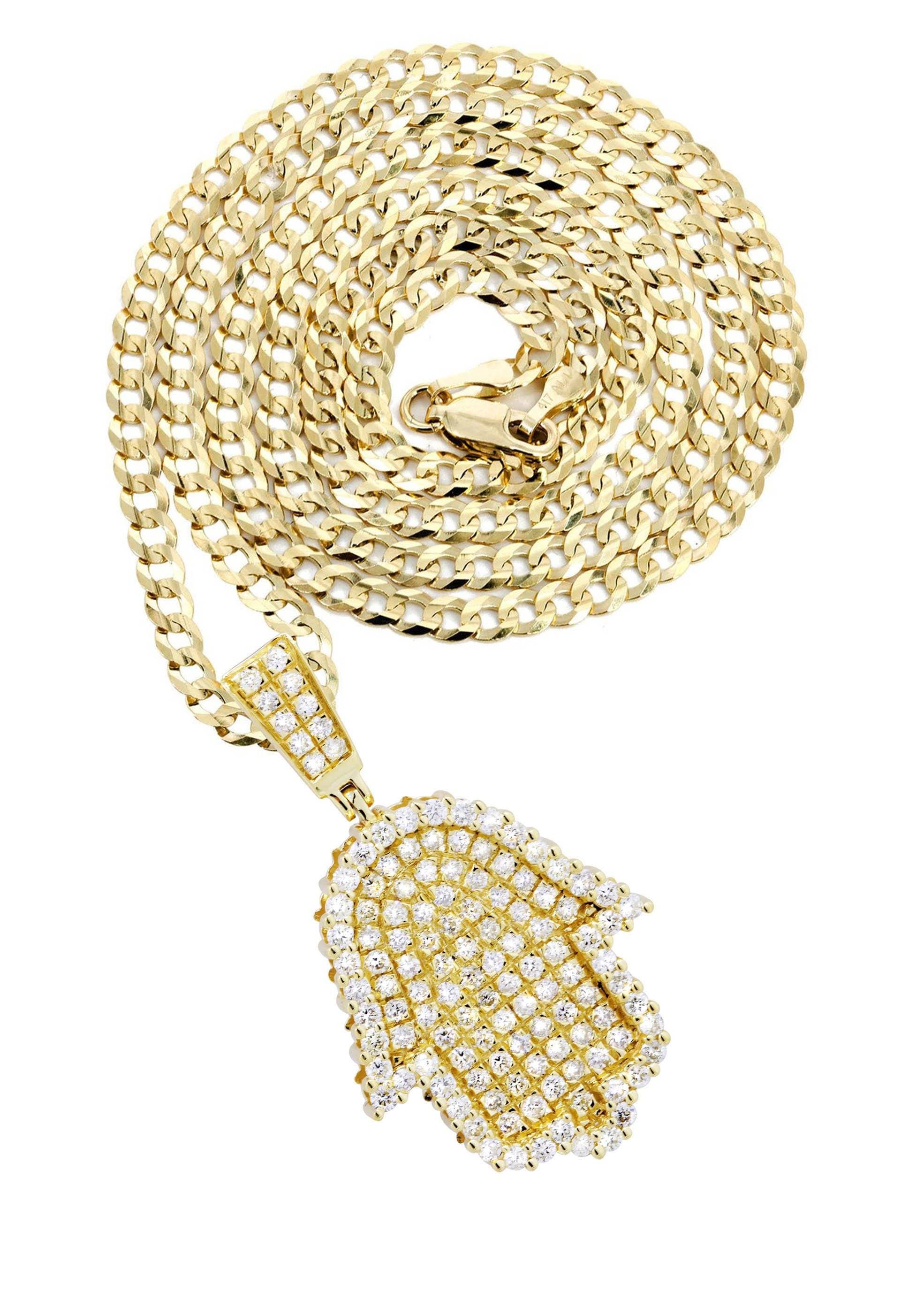 10K Yellow Gold Hamsa Diamond Necklace | 2.02 Carats