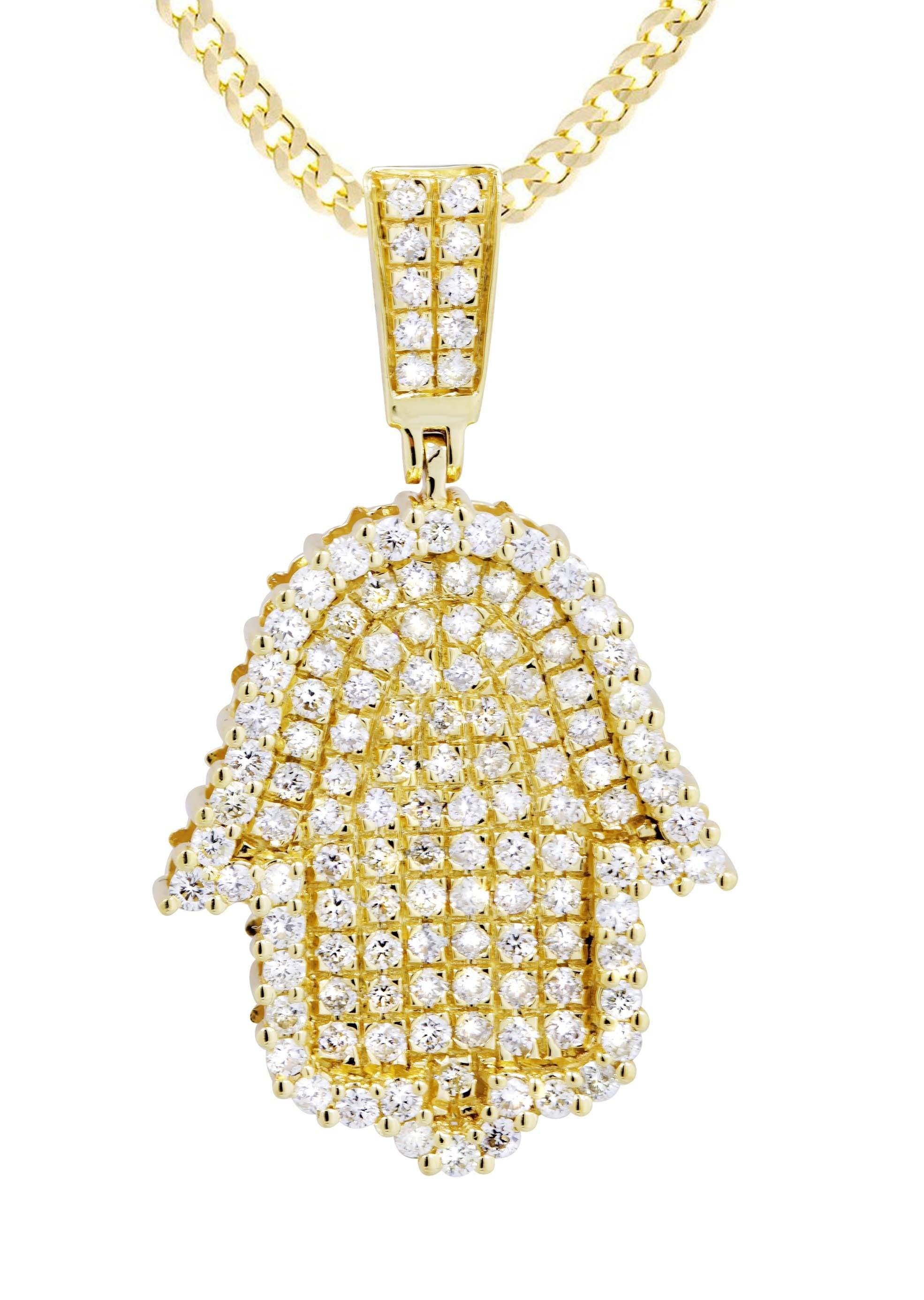 10K Yellow Gold Hamsa Diamond Necklace | 2.02 Carats - Image 2