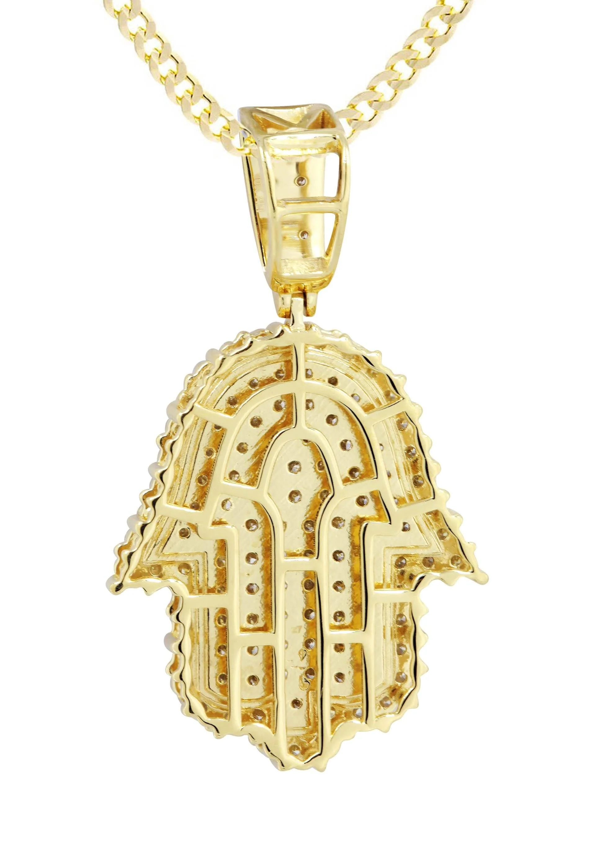 10K Yellow Gold Hamsa Diamond Necklace | 2.02 Carats - Image 3
